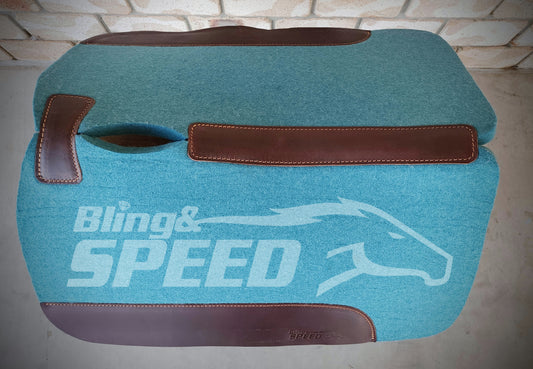 The Barrel Racer Felt Saddle Pad - Turquoise (7907536470254)