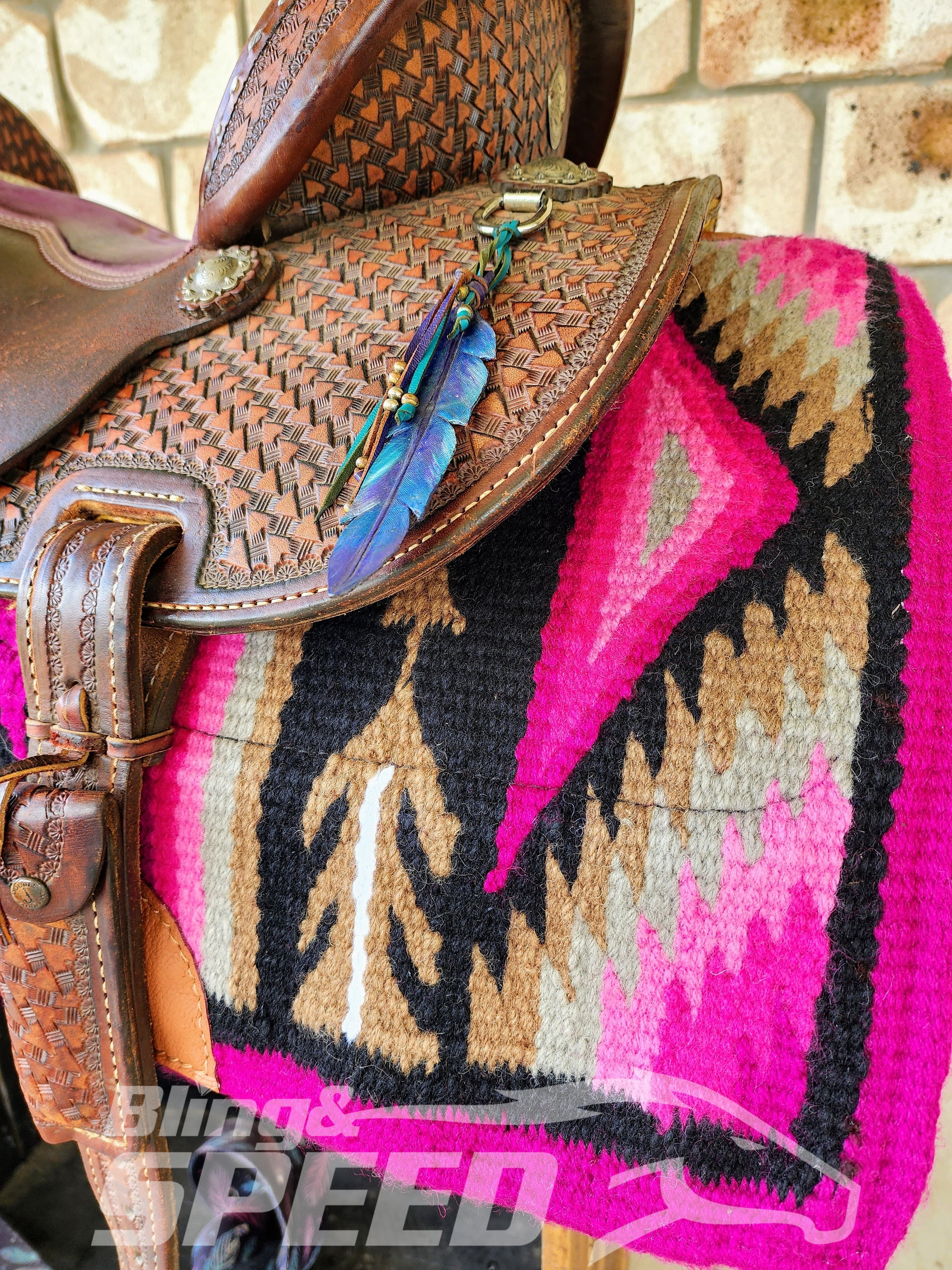 15. "Aztec Pink" Unicorn Saddle Pad (7873219625198)