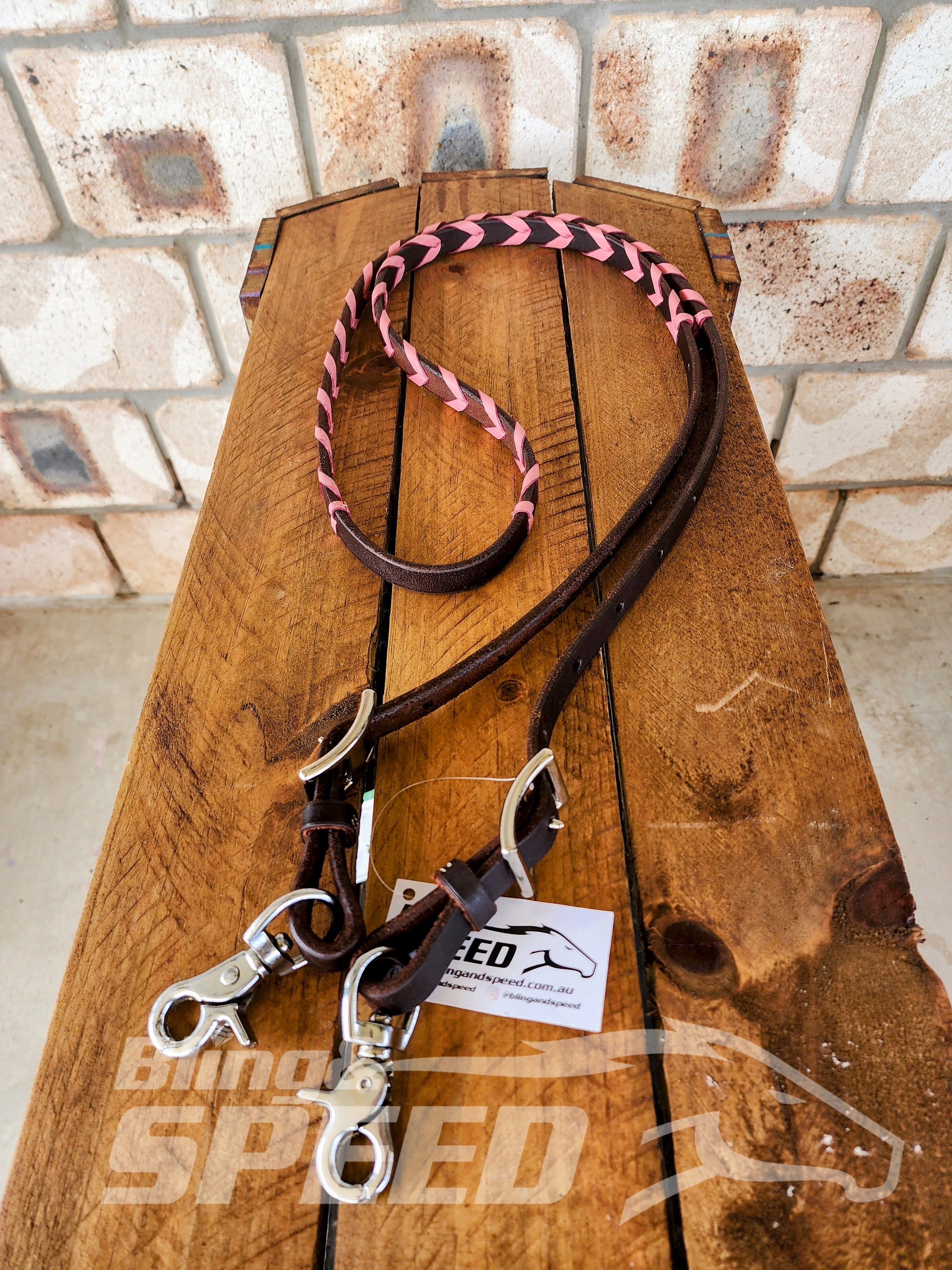 Bling and Speed Pink Laced Barrel Reins (7873220411630)