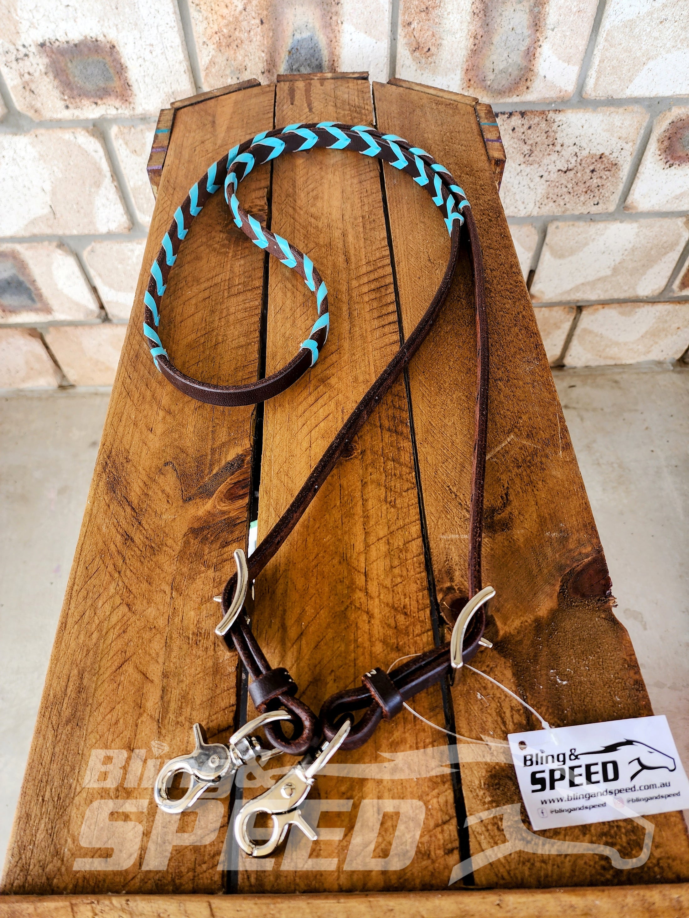Bling and Speed Turquoise Laced Barrel Reins (7873220641006)