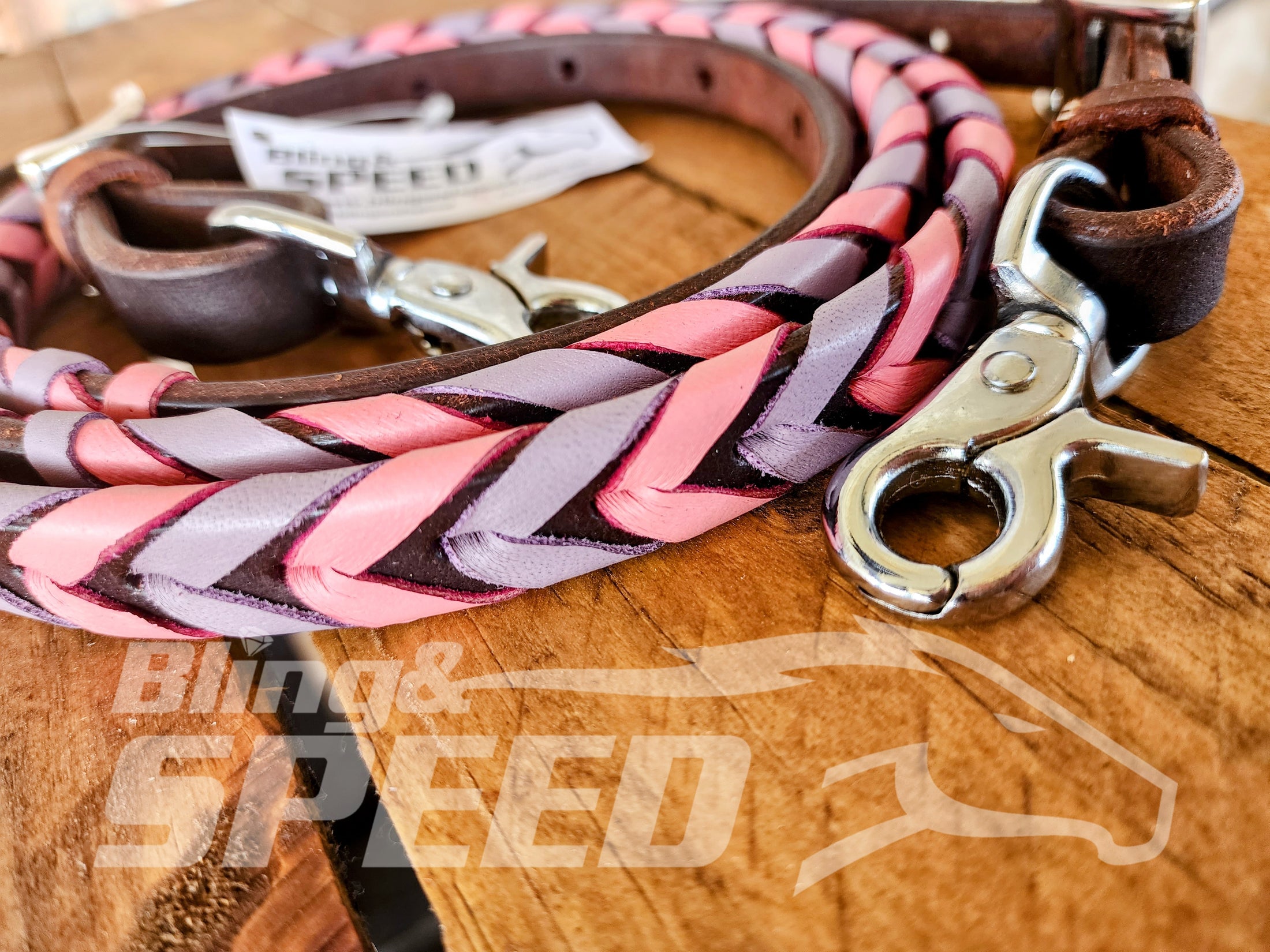 Bling and Speed Pink & Purple Laced Barrel Reins (7956250296558)