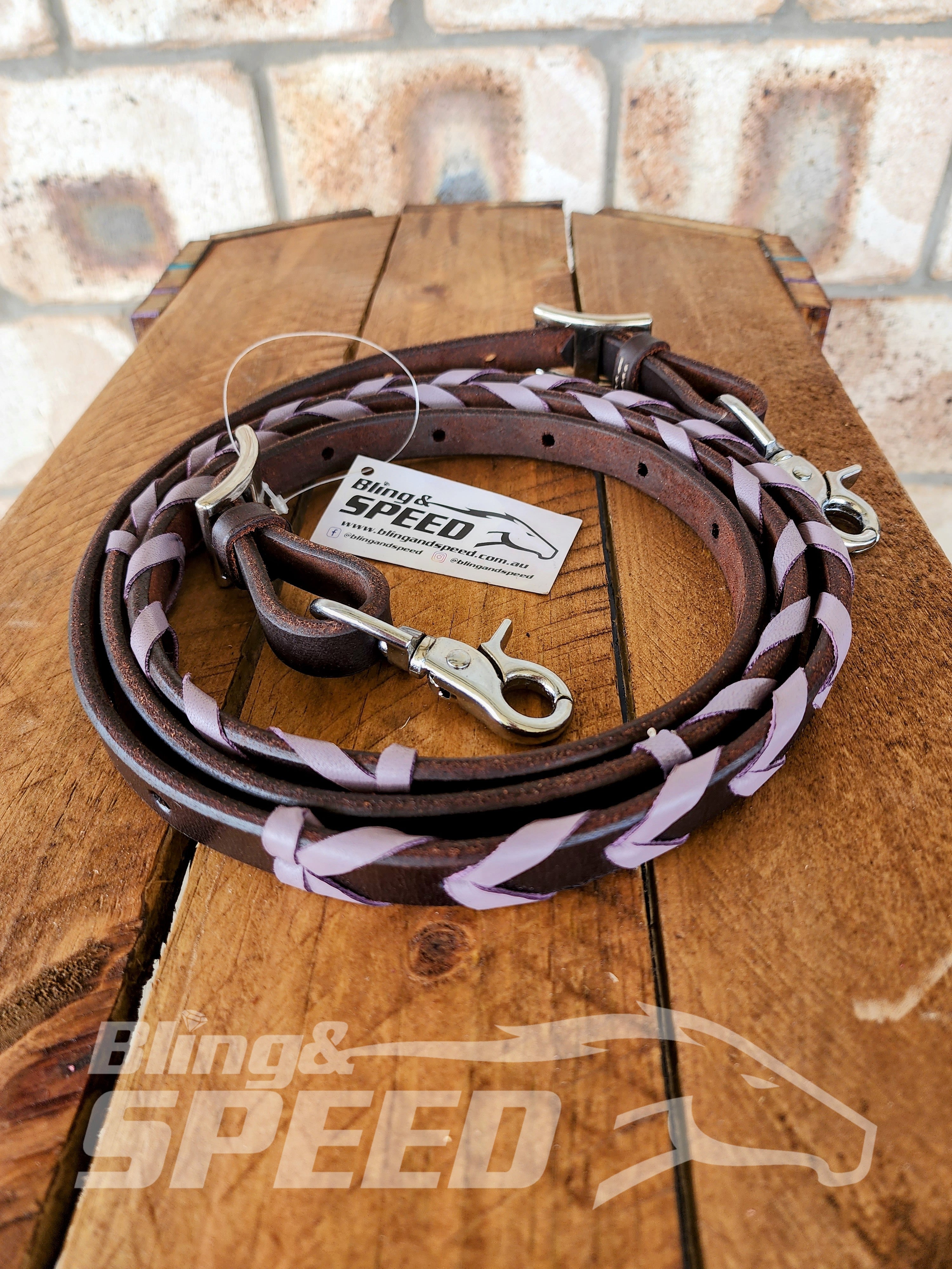Bling and Speed Lavender Laced Barrel Reins (7956292468974)