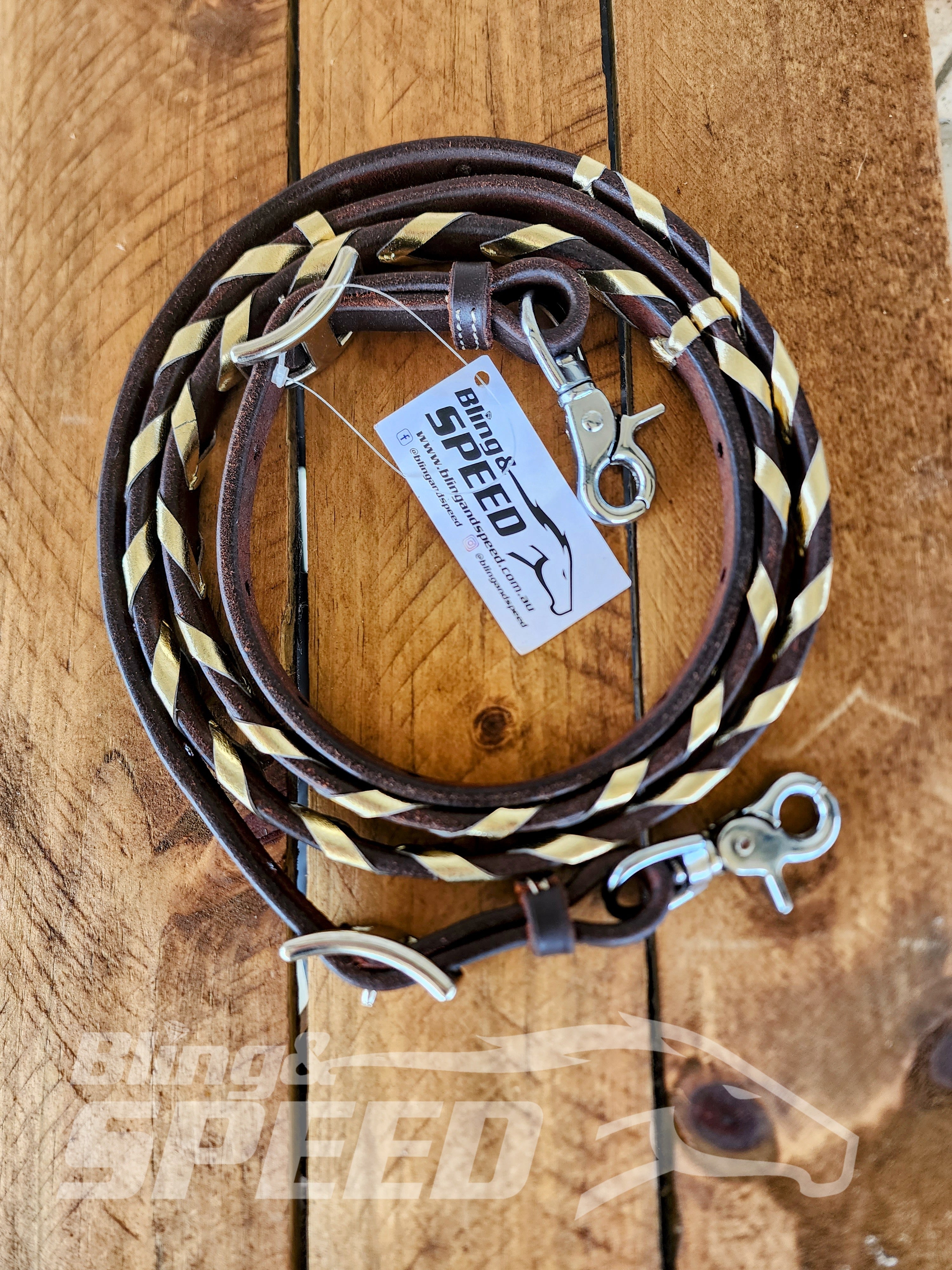 Bling and Speed Gold Laced Barrel Reins (7873220575470)