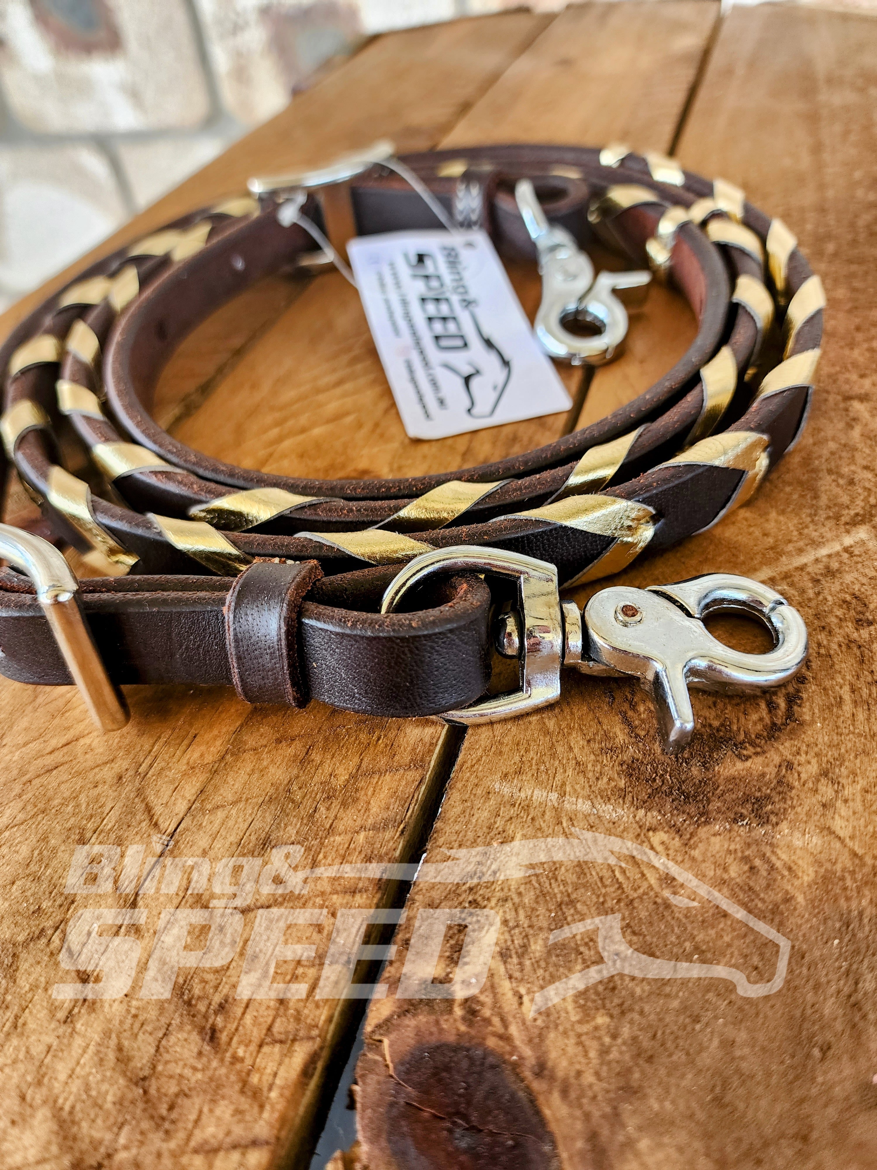 Bling and Speed Gold Laced Barrel Reins (7873220575470)