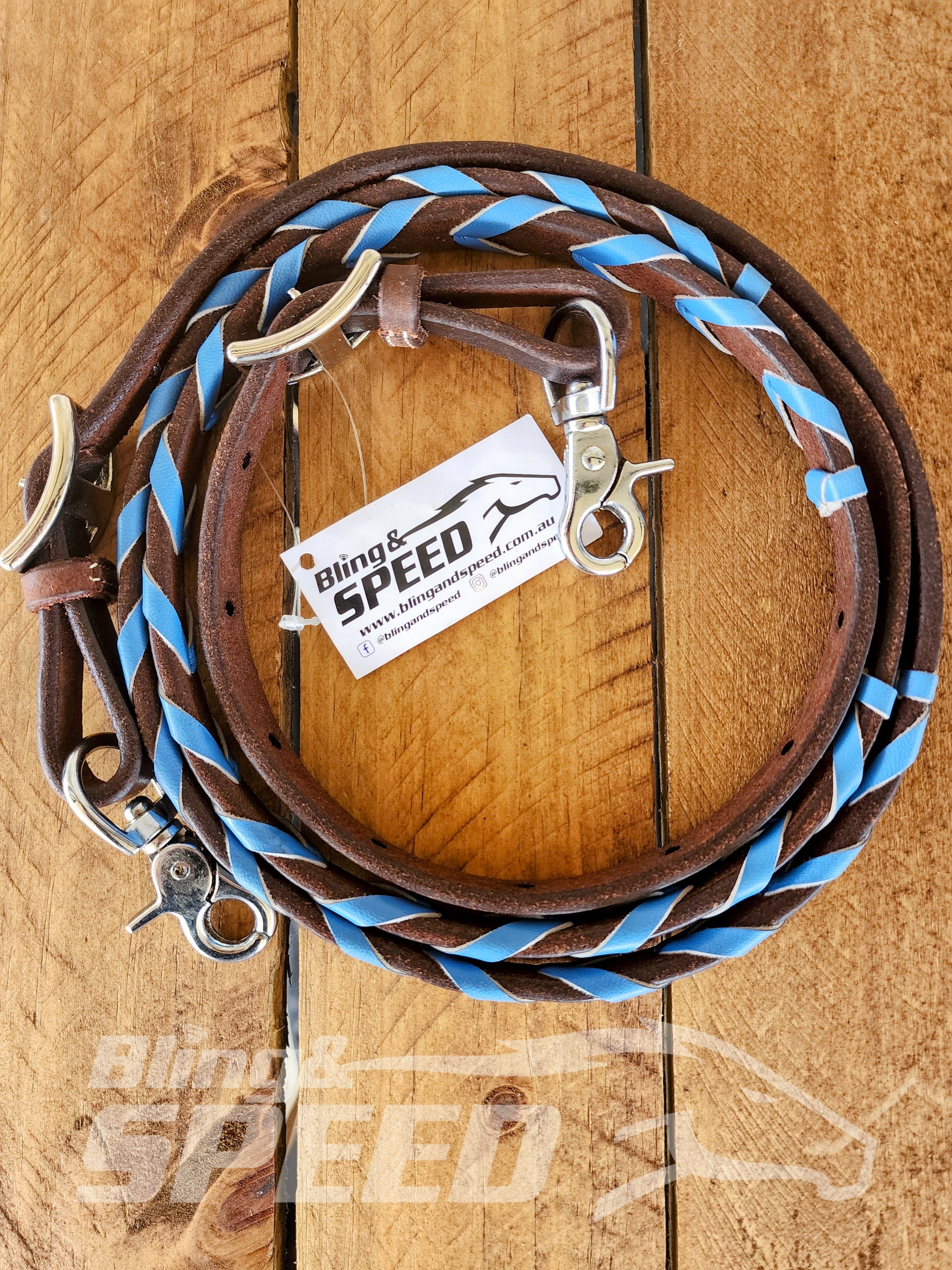 Bling and Speed Dark Blue Laced Barrel Reins (7873220444398)
