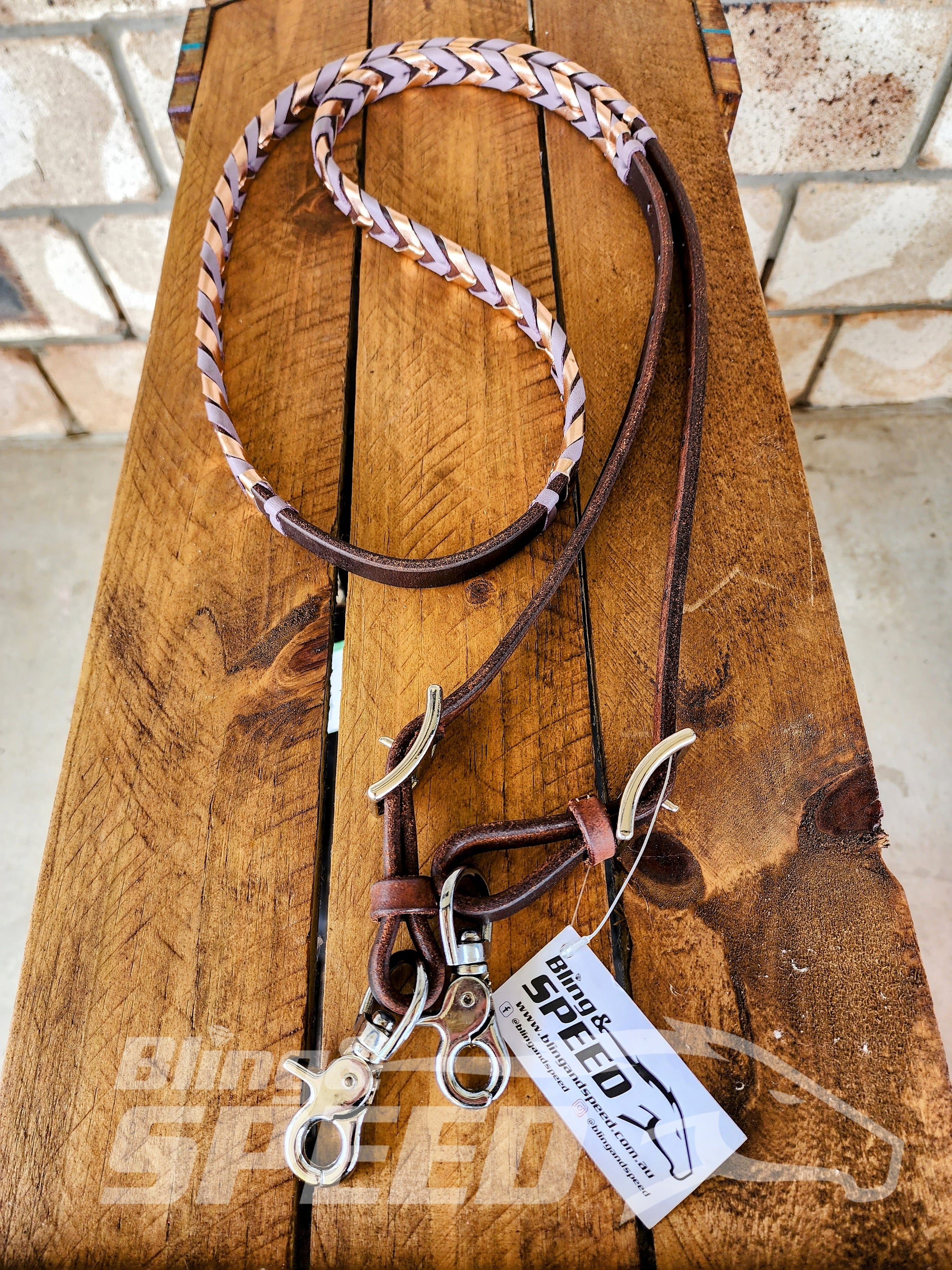 Bling and Speed Lavender Laced Barrel Reins (7956251345134)