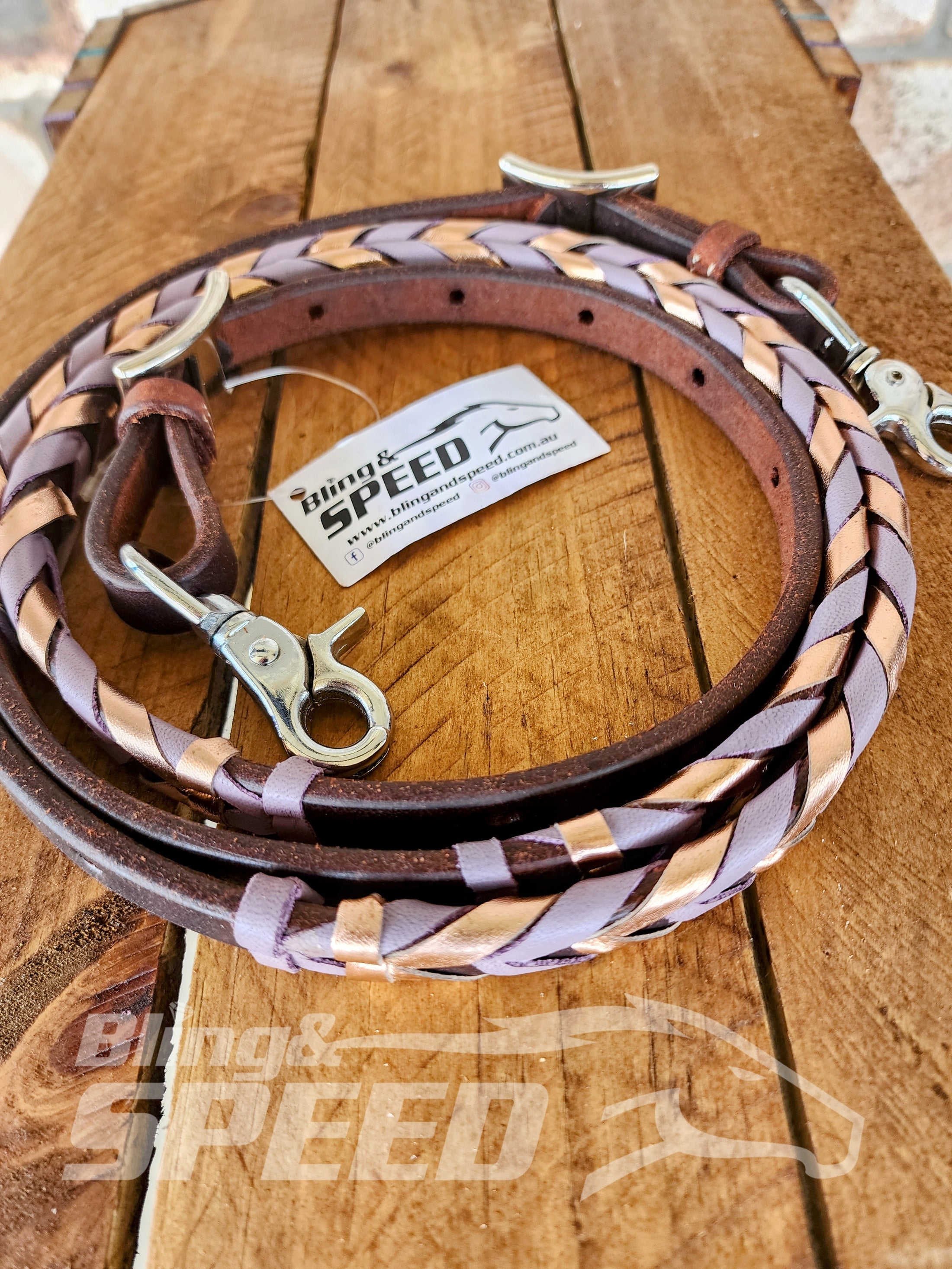 Bling and Speed Lavender Laced Barrel Reins (7956251345134)