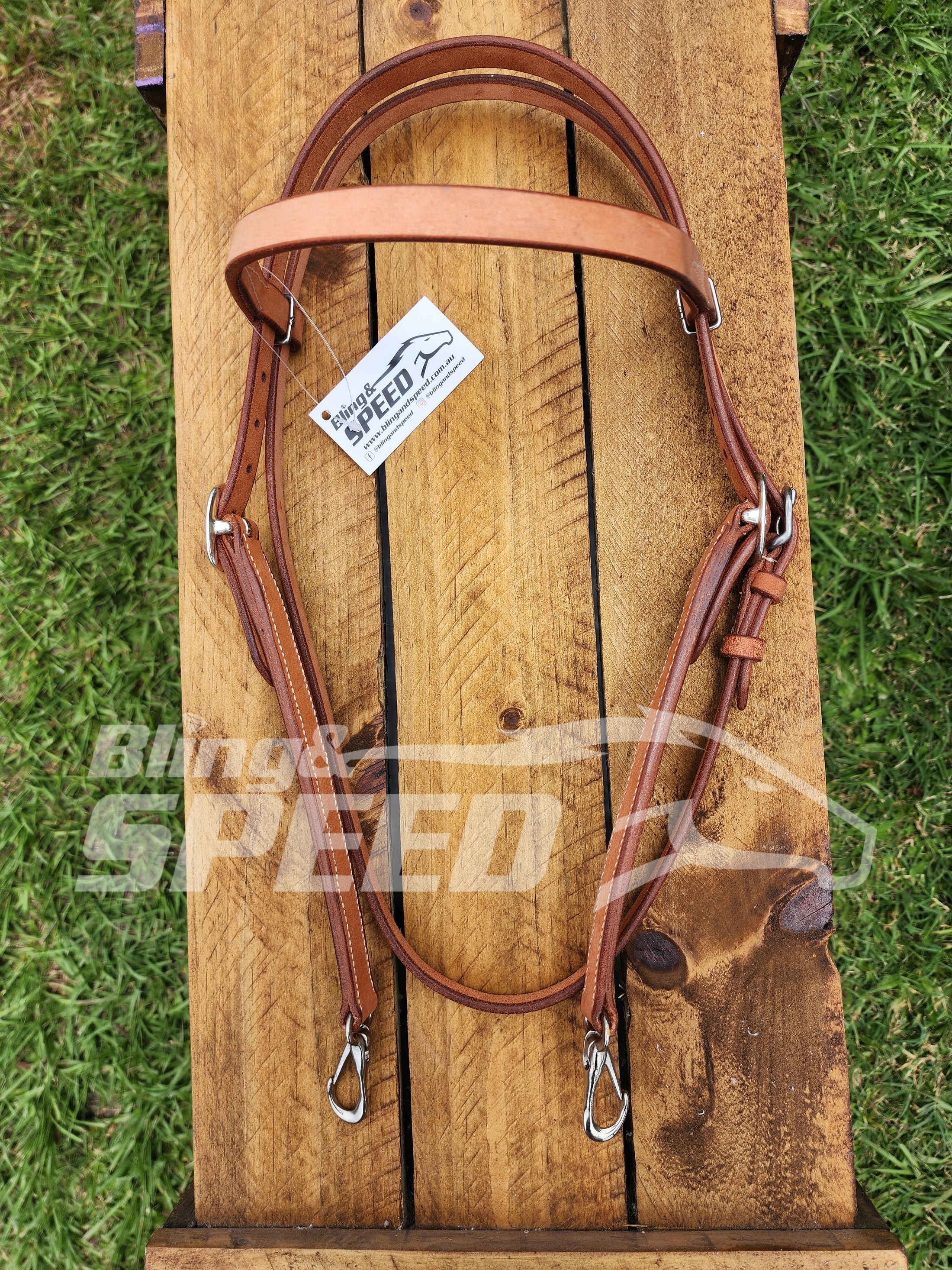 Bling & Speed Headstall with Snap Bit Ends - Light Oil (7956253278446)