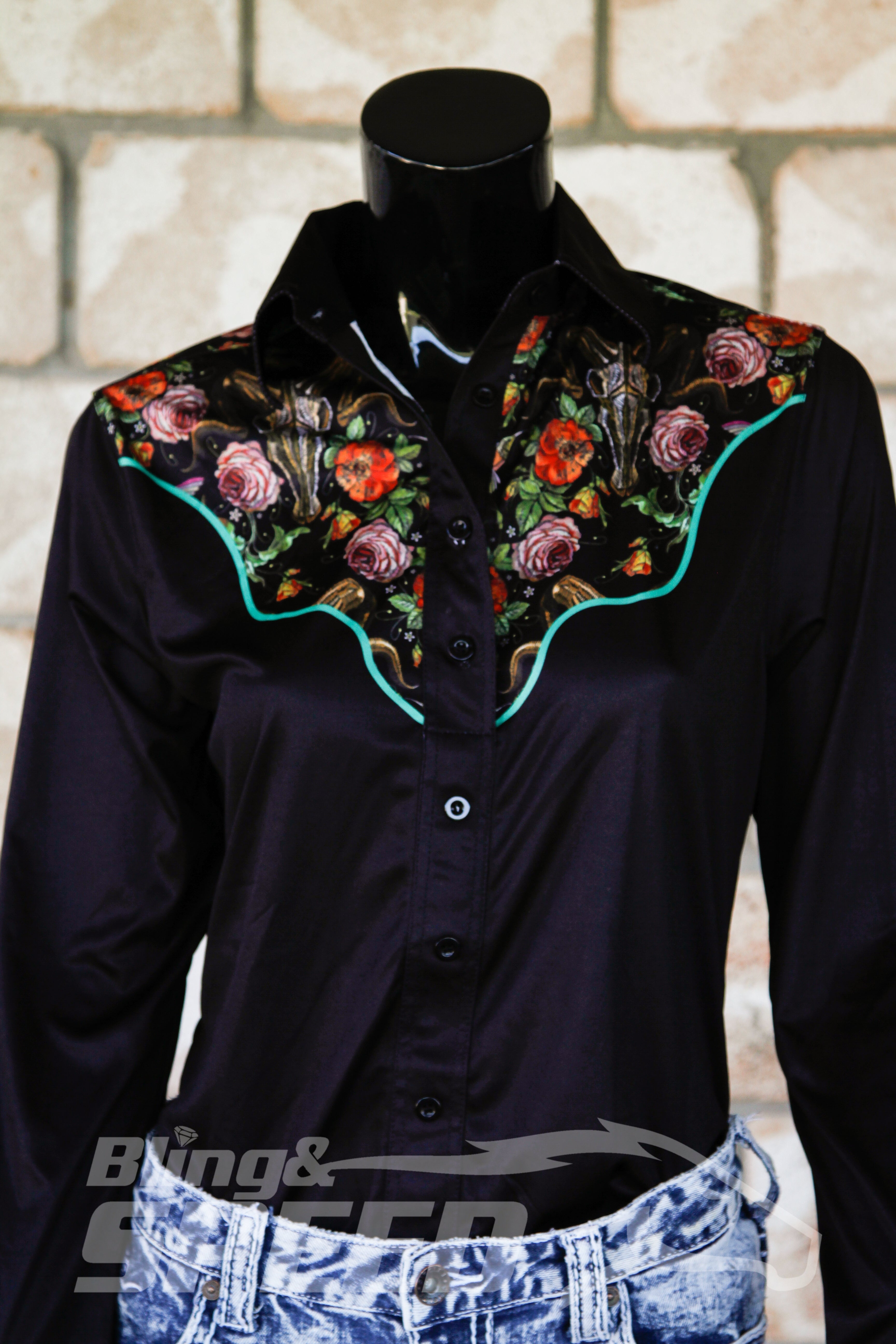 Ram Skull & Flowers Arena Shirt (7969857700078)