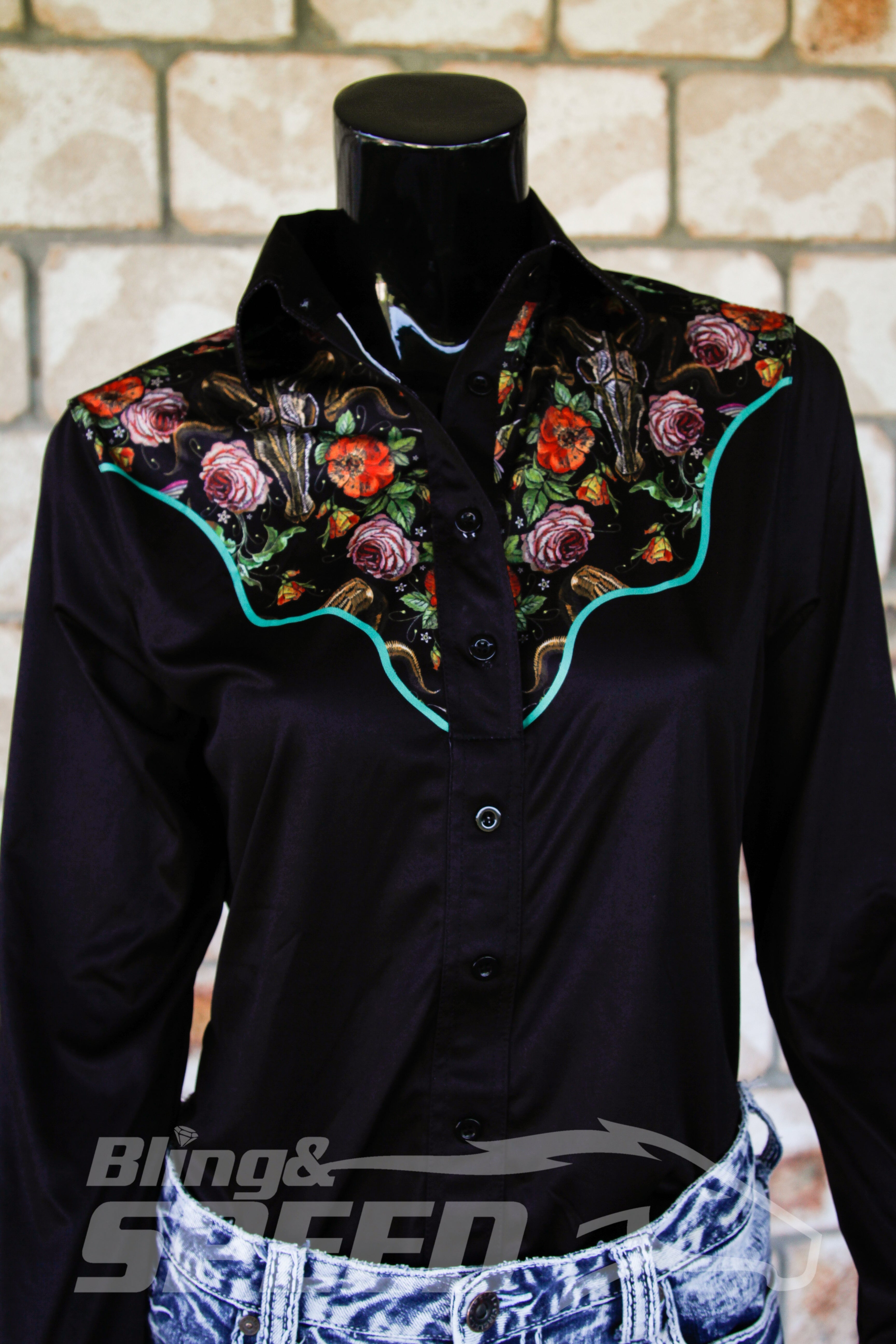 Ram Skull & Flowers Arena Shirt (7969857700078)