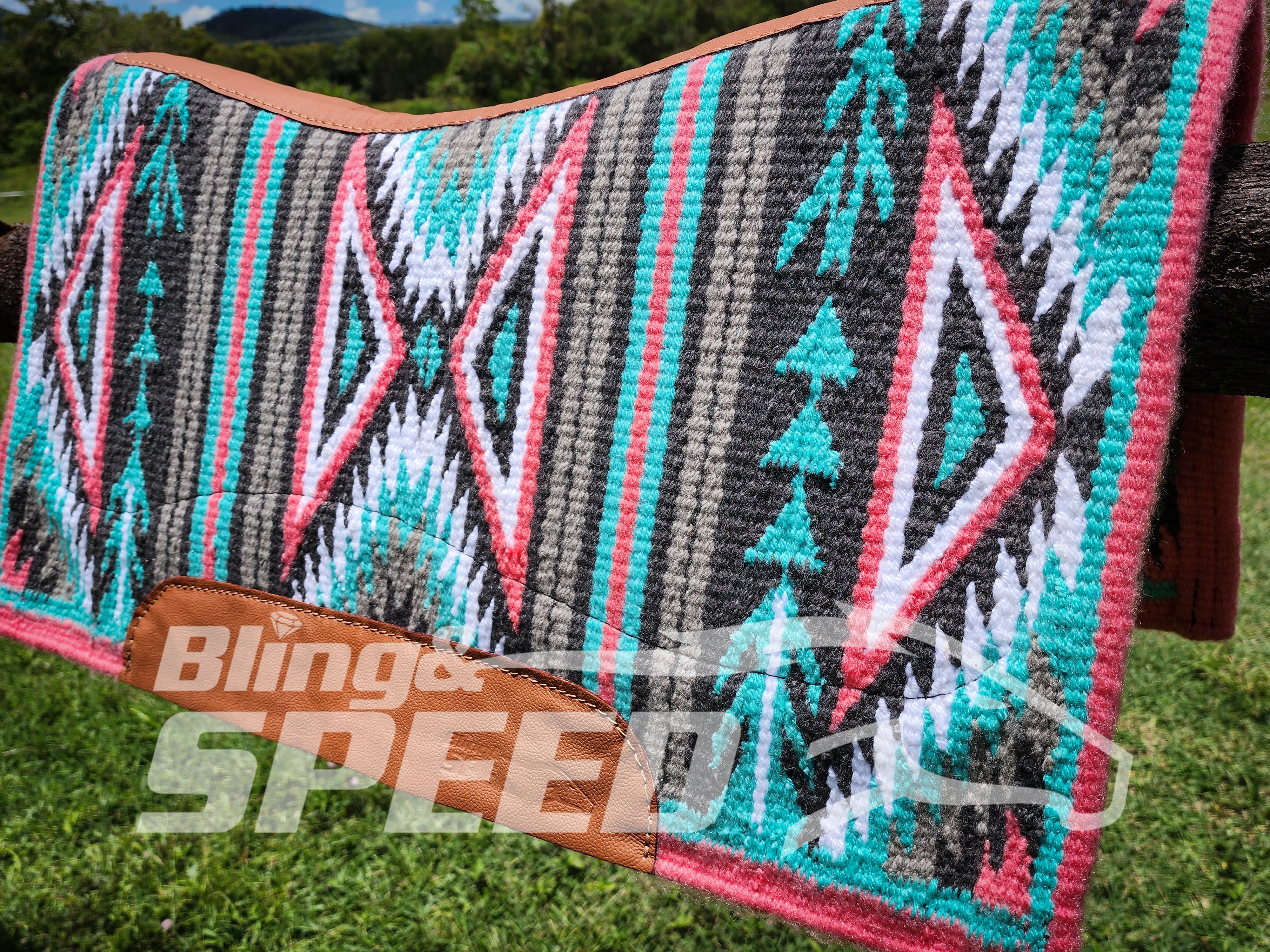 45. "Aztec Coral" Unicorn Saddle Pad (7977002598638)
