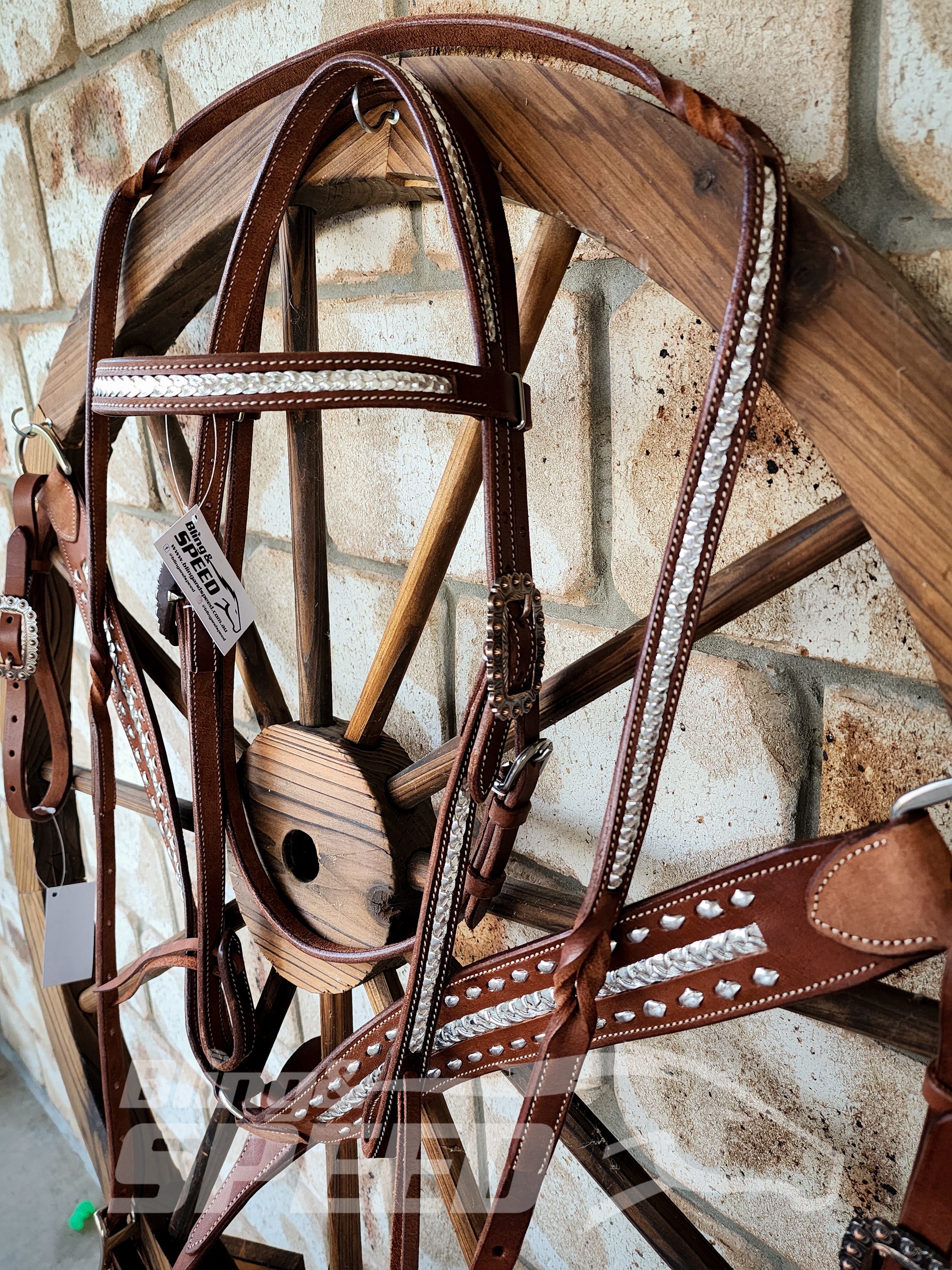 Bling and Speed Silver Plait Inlay Tack Set (7977768911086)