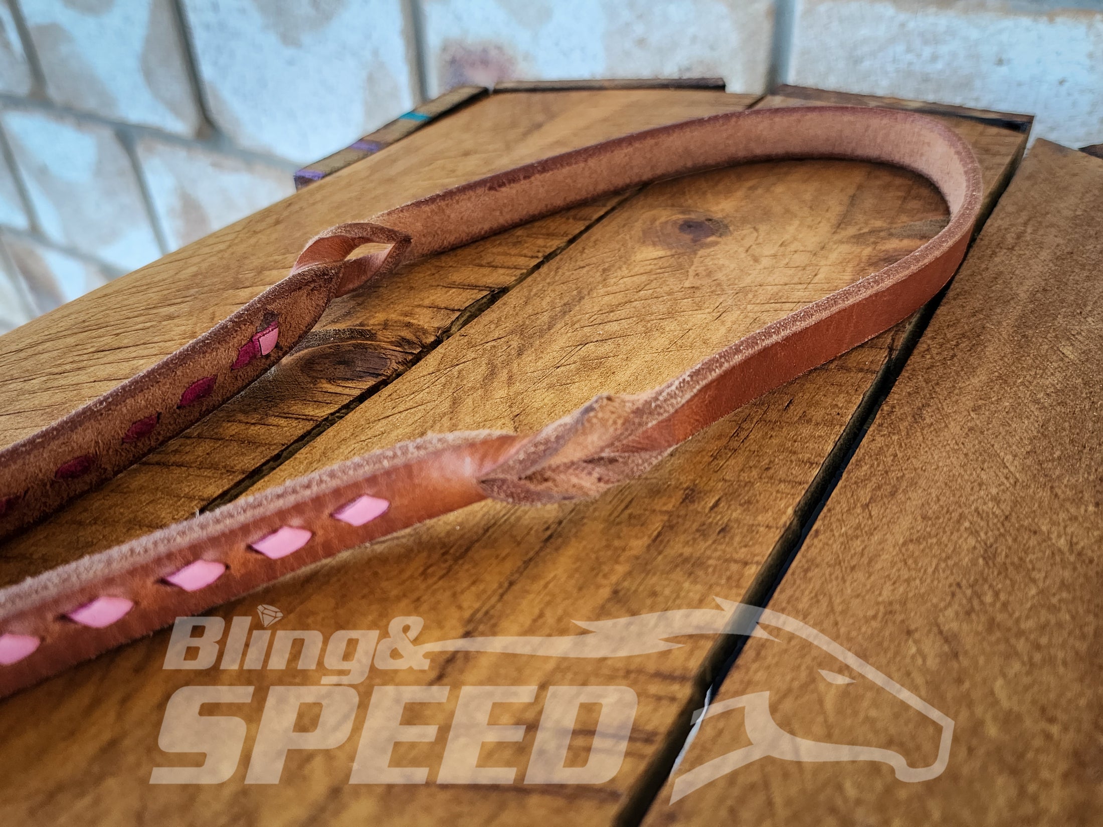 Bling & Speed Twisted Bloodknot Buckstitched Barrel Reins - Pink (7977762980078)