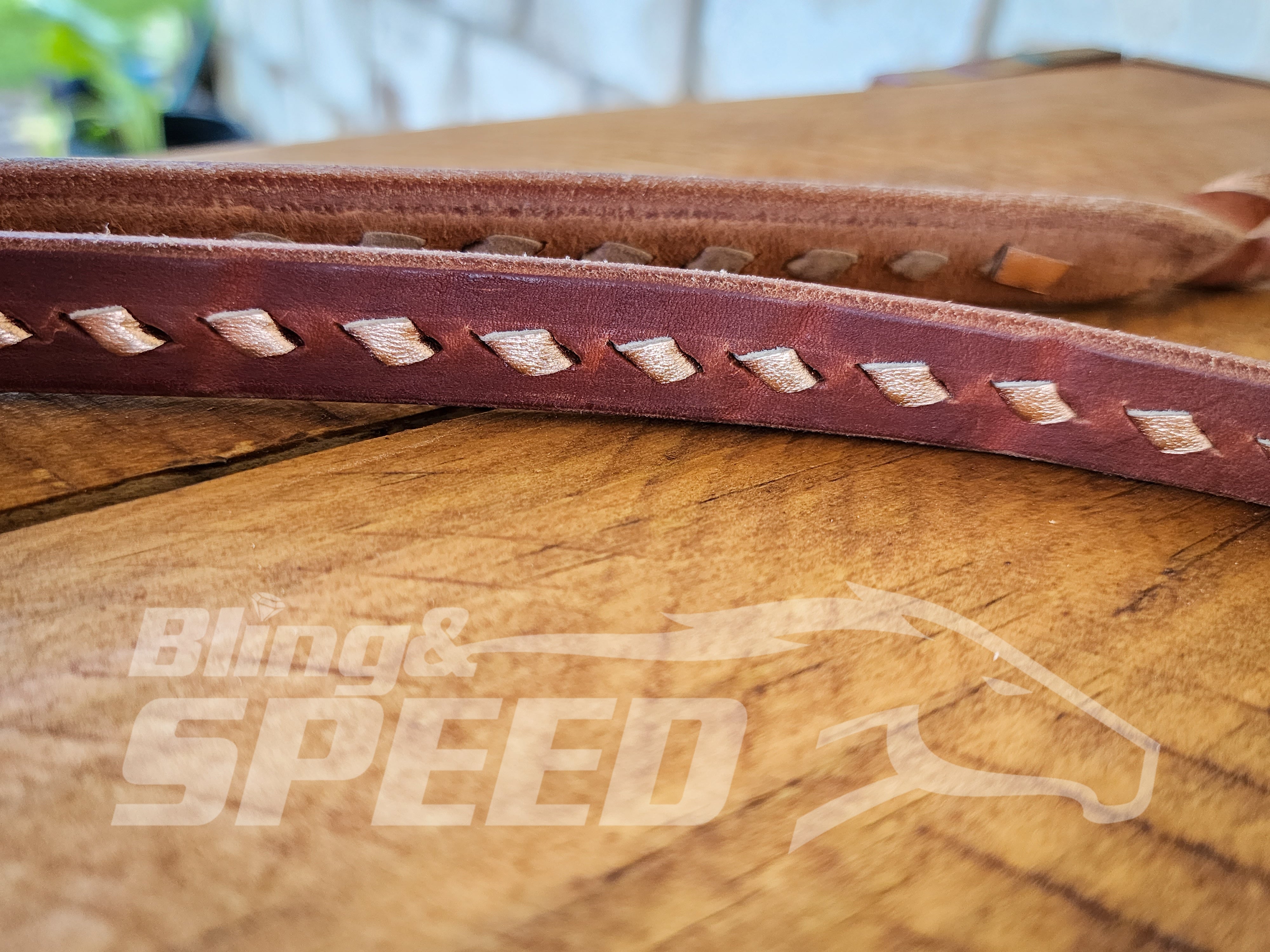 Bling & Speed Twisted Bloodknot Buckstitched Barrel Reins - Rose Gold (7977761898734)