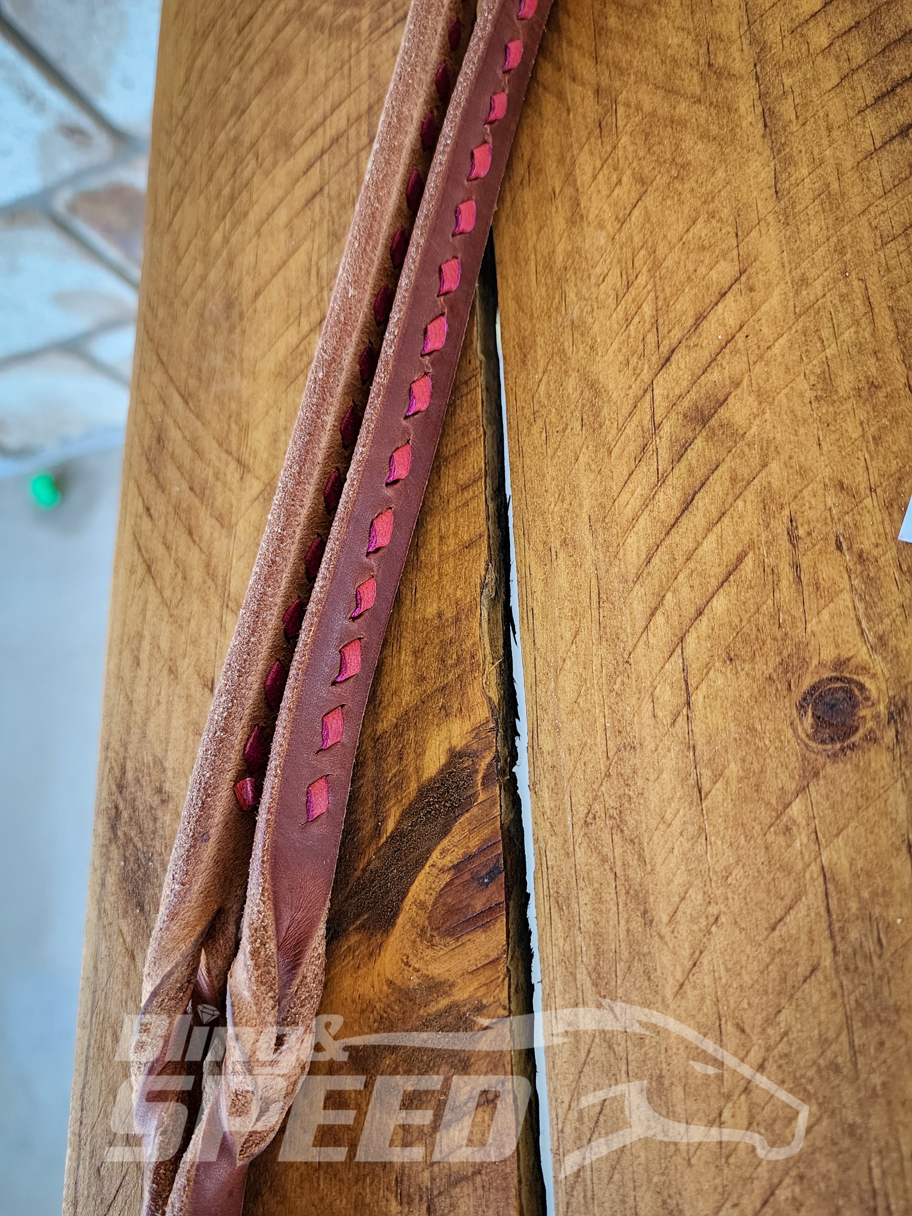 Bling & Speed Twisted Bloodknot Buckstitched Barrel Reins - Red (7977750429934)