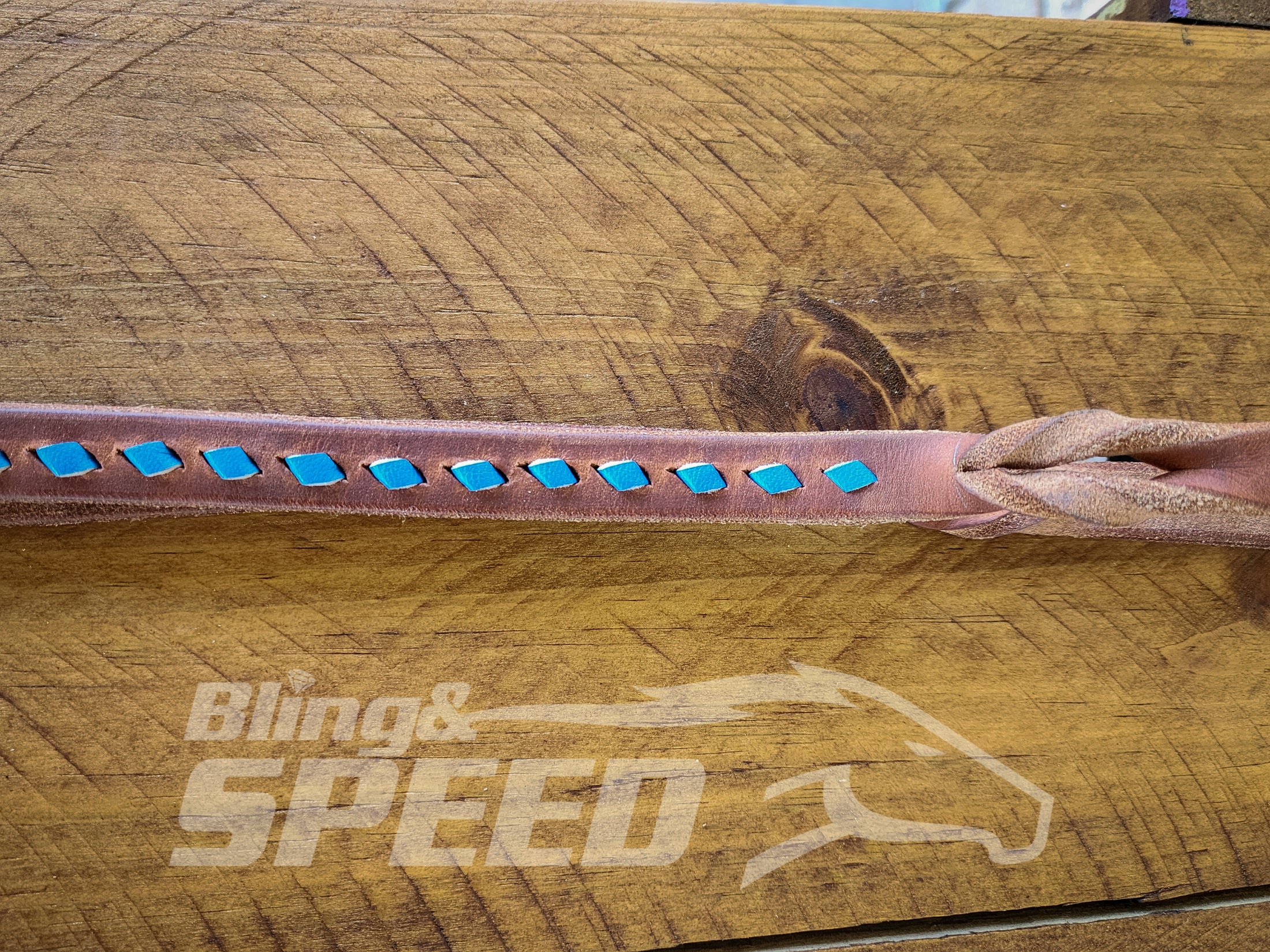 Bling & Speed Twisted Bloodknot Buckstitched Barrel Reins - Blue (7977756033262)
