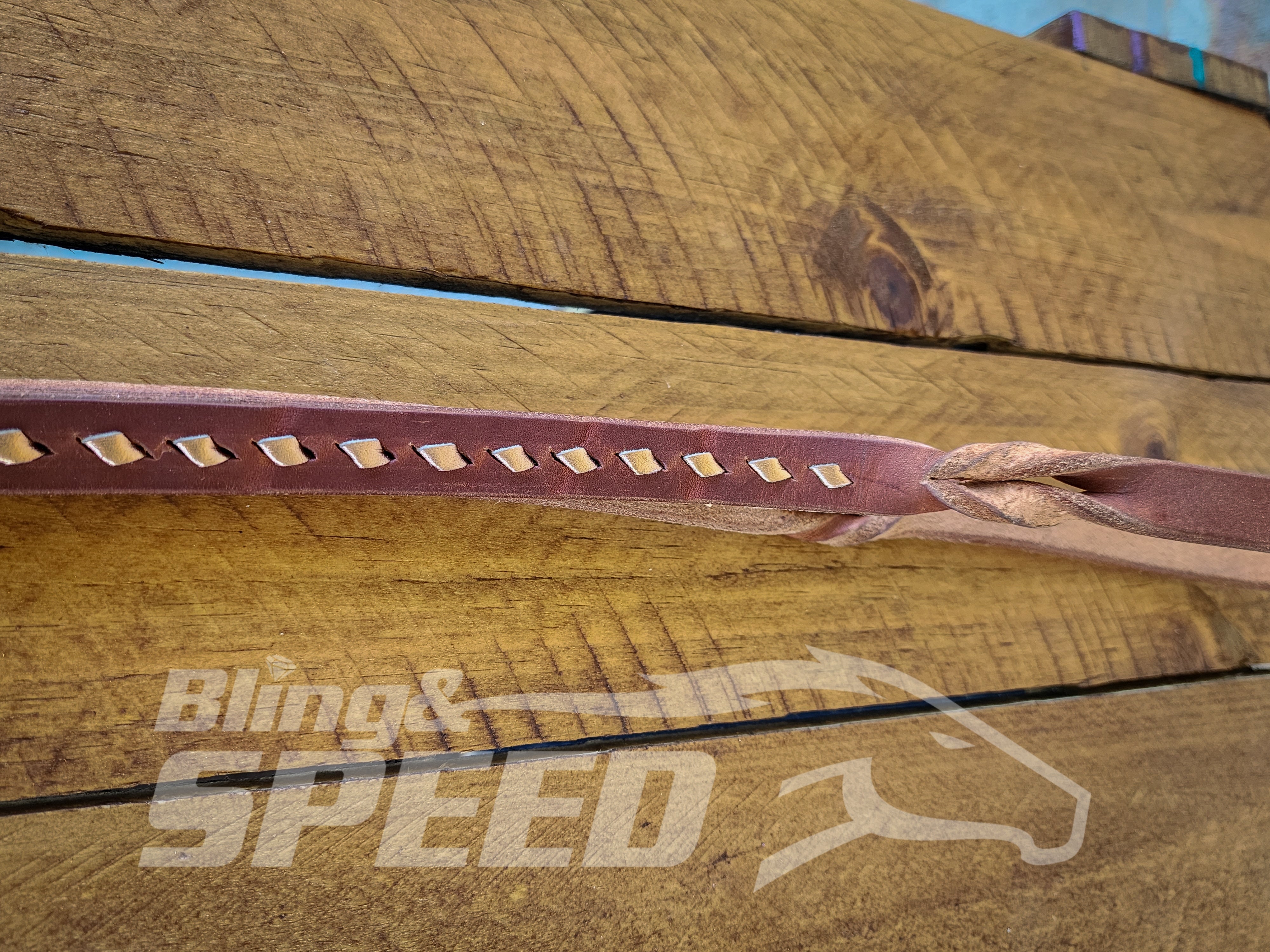 Bling & Speed Twisted Bloodknot Buckstitched Barrel Reins - Gold (7977762423022)