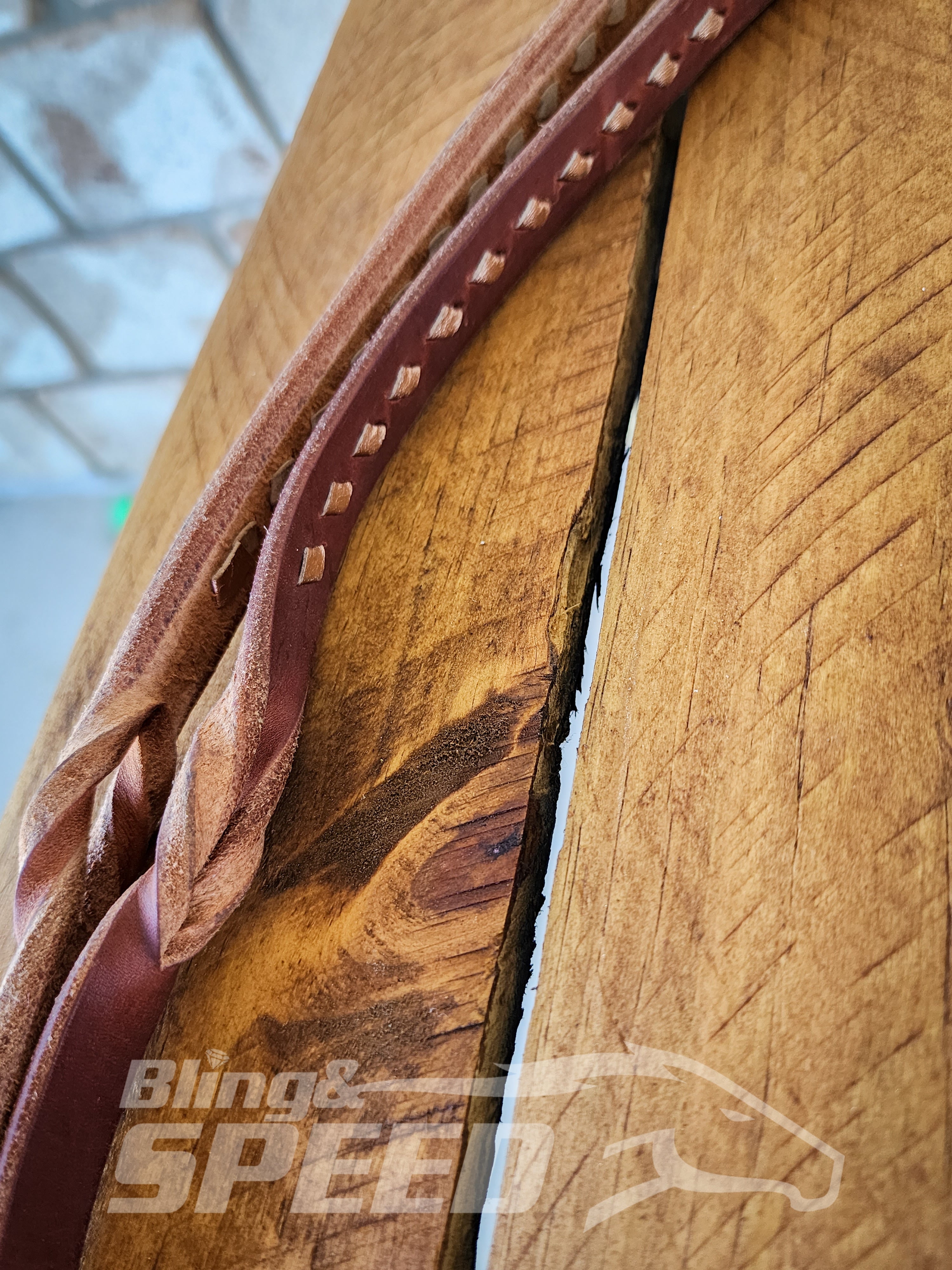 Bling & Speed Twisted Bloodknot Buckstitched Barrel Reins - Rose Gold (7977761898734)