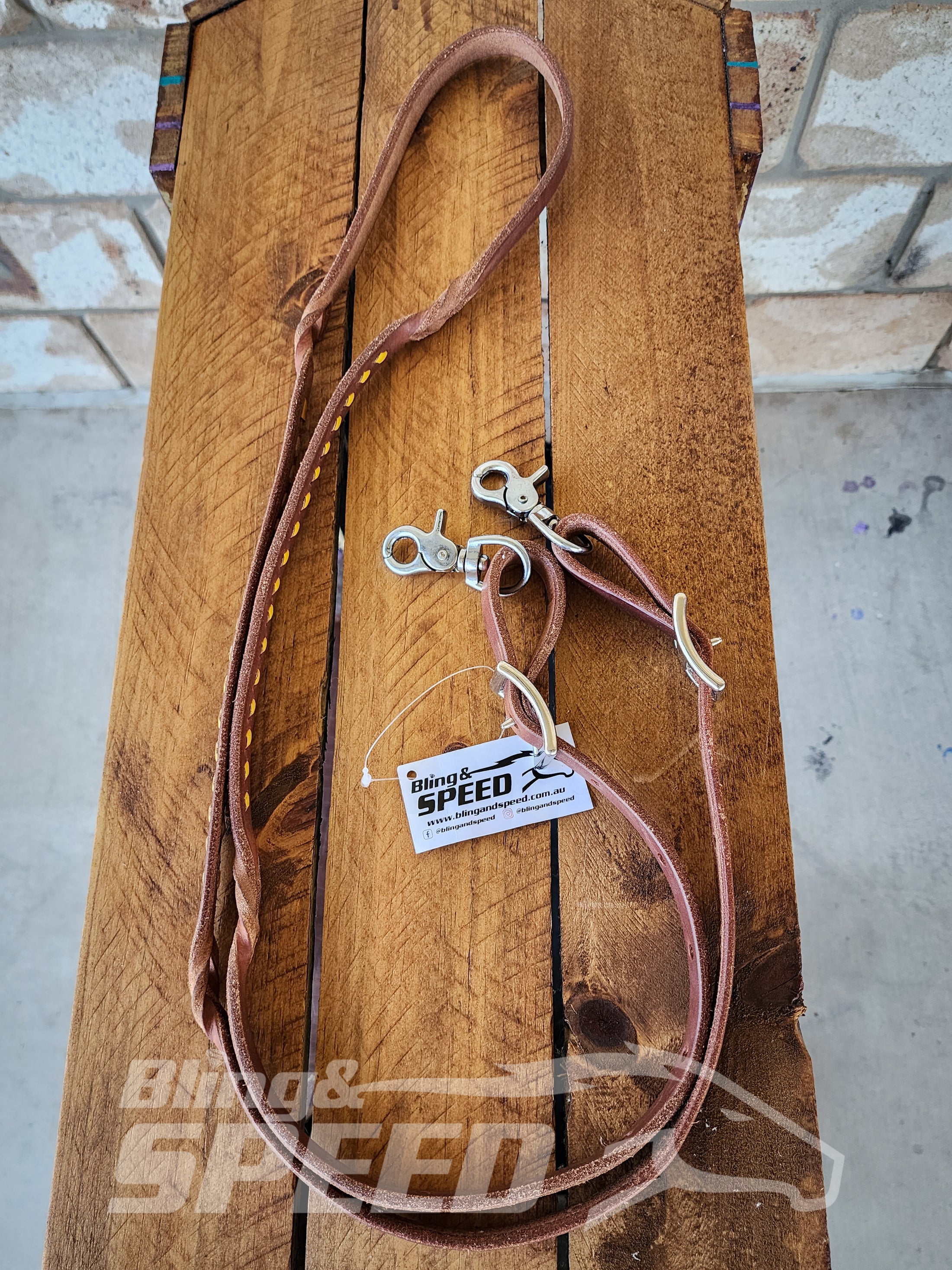 Bling & Speed Twisted Bloodknot Buckstitched Barrel Reins - Yellow (7977758523630)