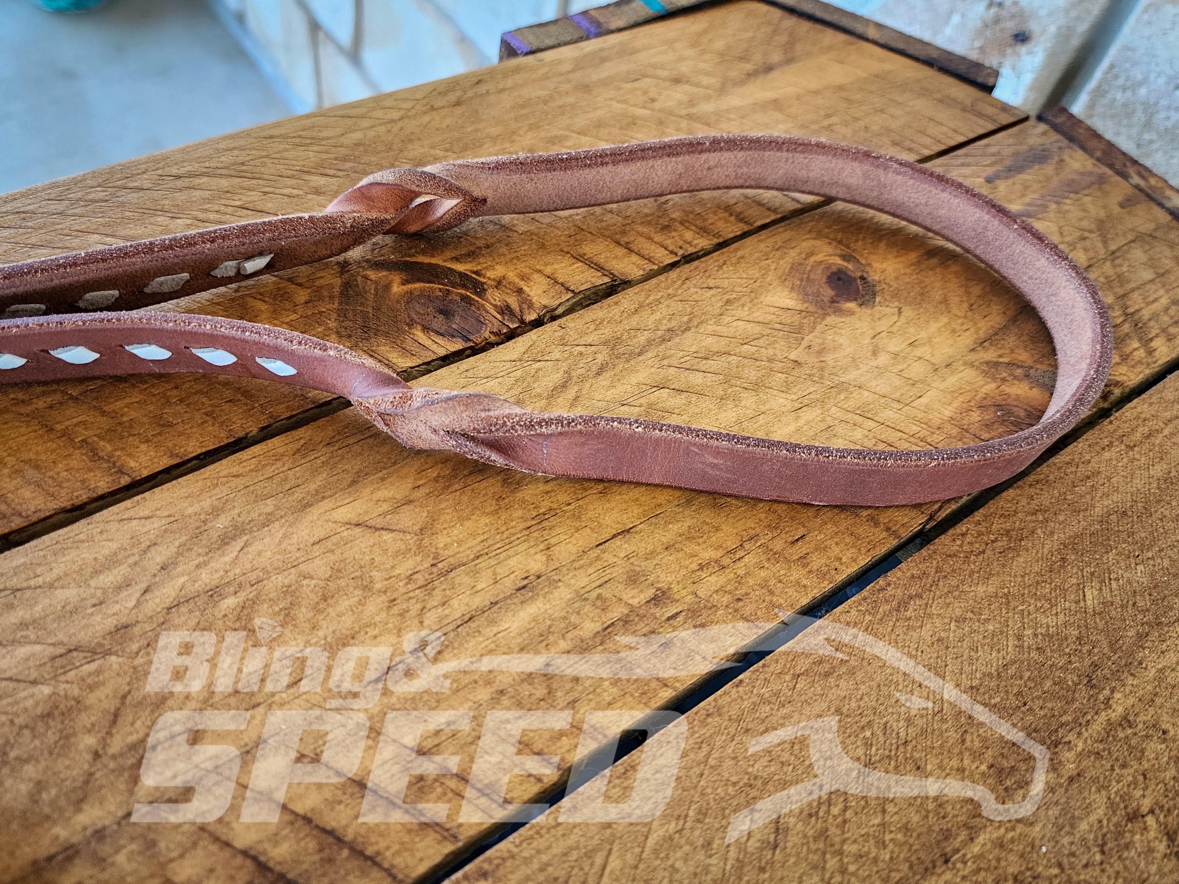 Bling & Speed Twisted Bloodknot Buckstitched Barrel Reins - White (7977759539438)