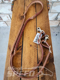 Bling & Speed Twisted Bloodknot Buckstitched Barrel Reins - Red (7977750429934)