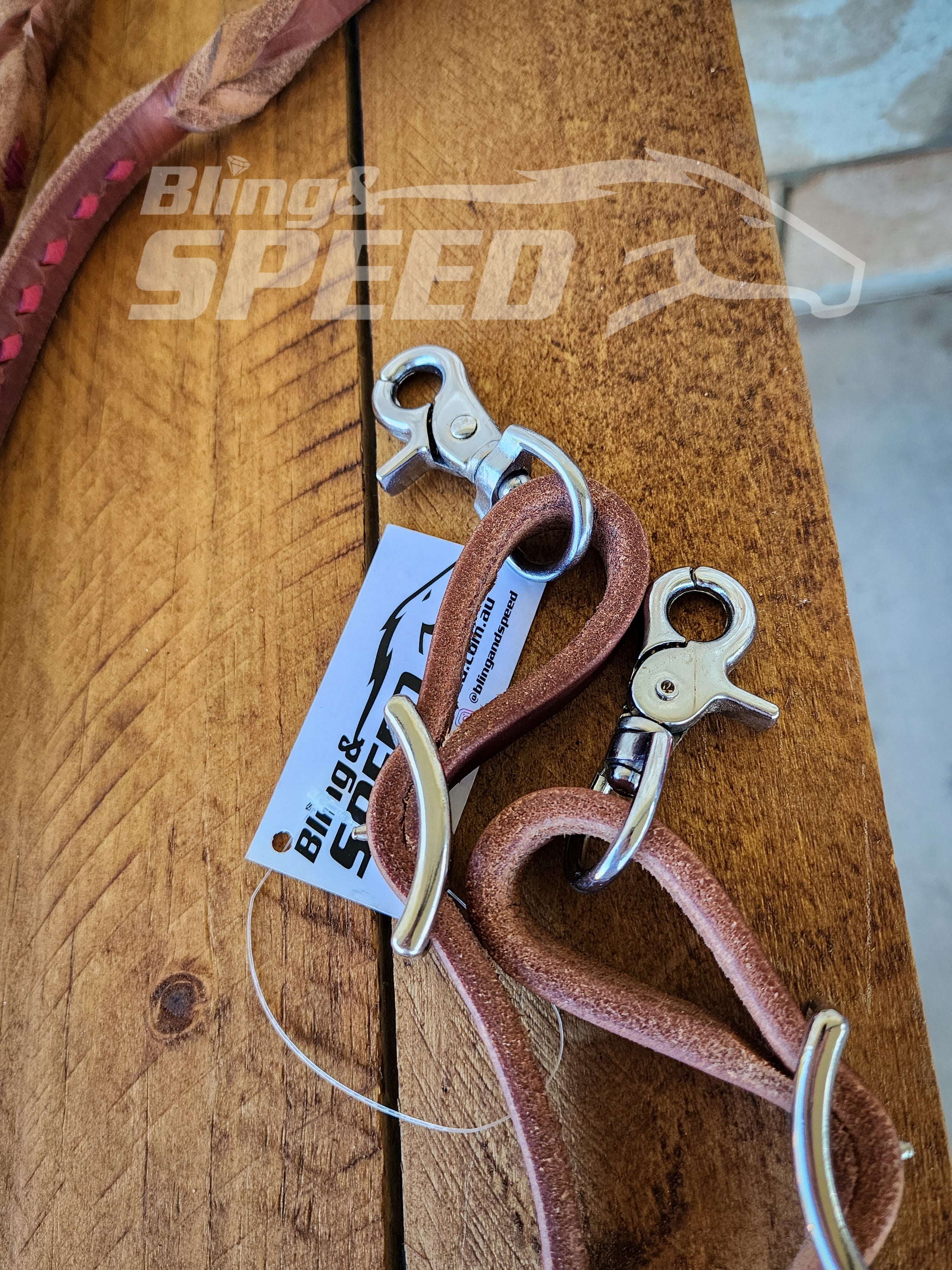 Bling & Speed Twisted Bloodknot Buckstitched Barrel Reins - Red (7977750429934)