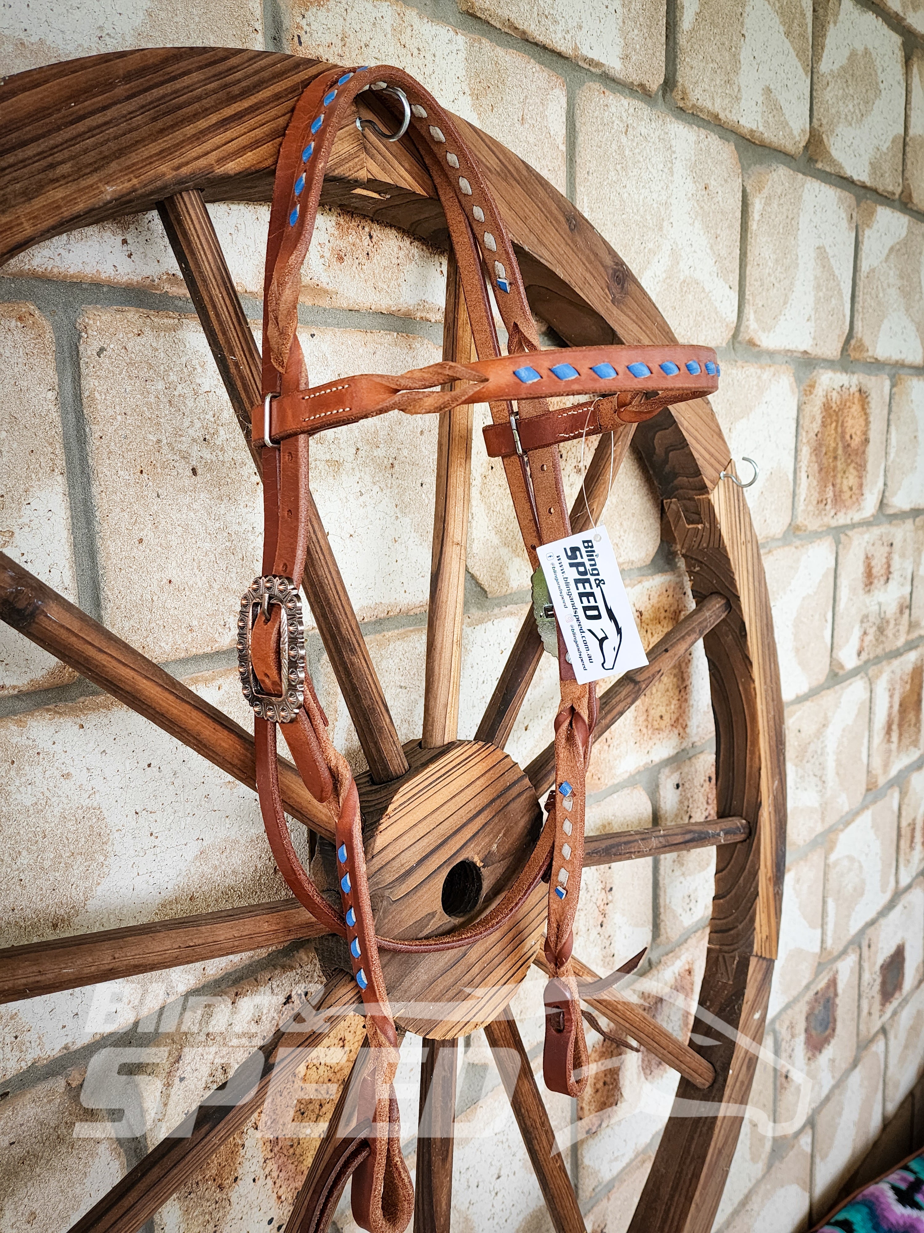 Bling and Speed Blue Buckstitched with Twisted Bloodknot Bridle (7981440401646)