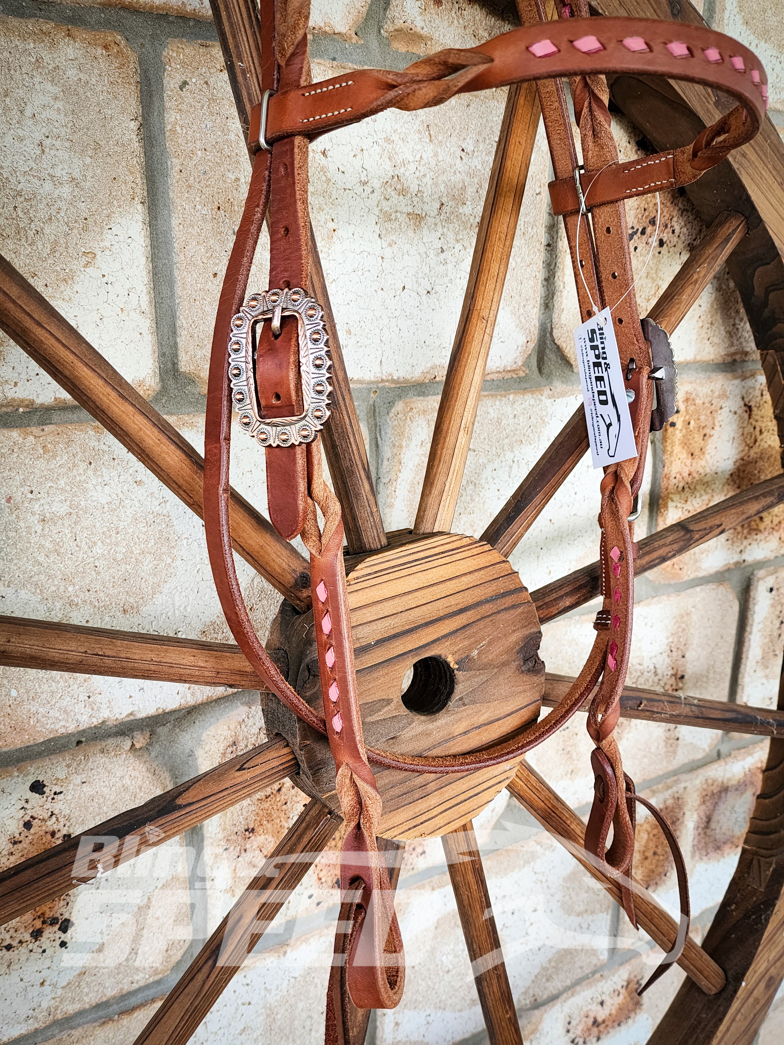 Bling and Speed Pink Buckstitched with Twisted Bloodknot Bridle (7981440008430)