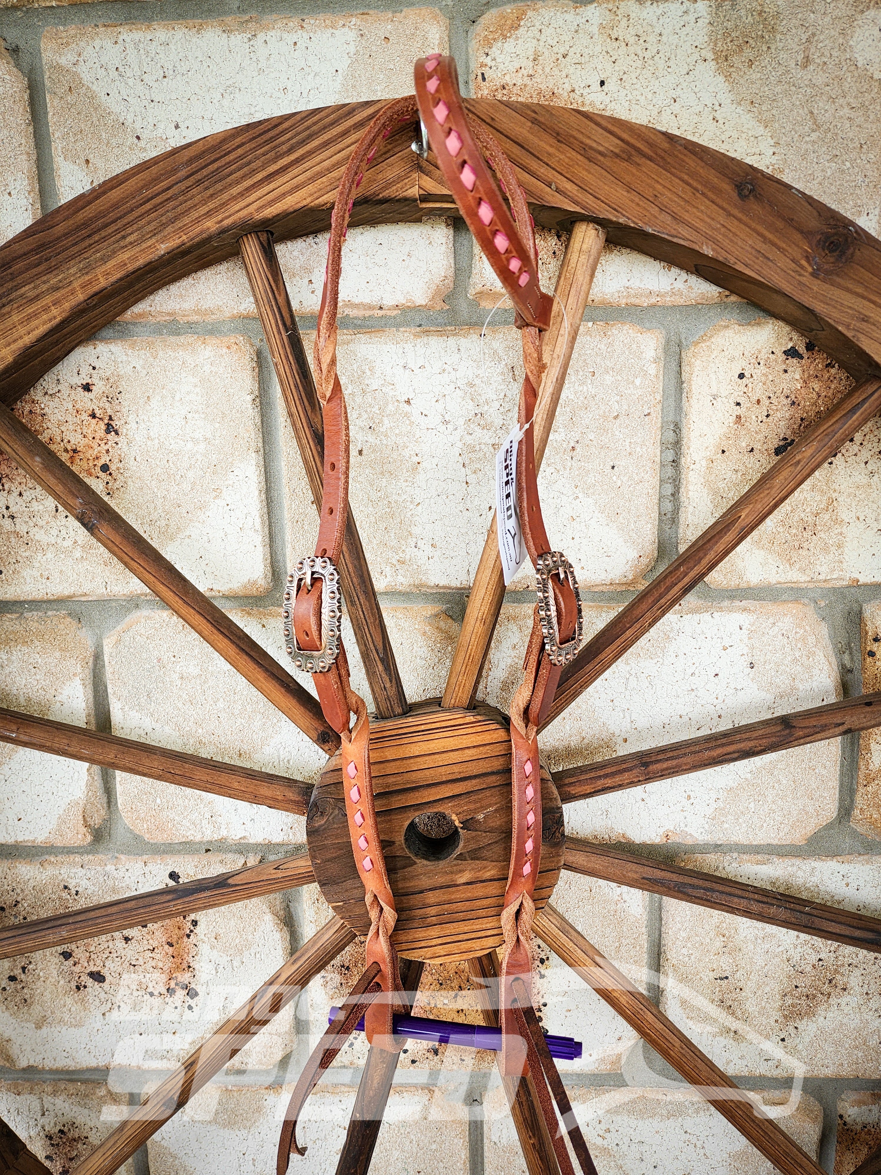 Bling and Speed Pink Buckstitched with Twisted Bloodknot One Ear Bridle (7981438730478)