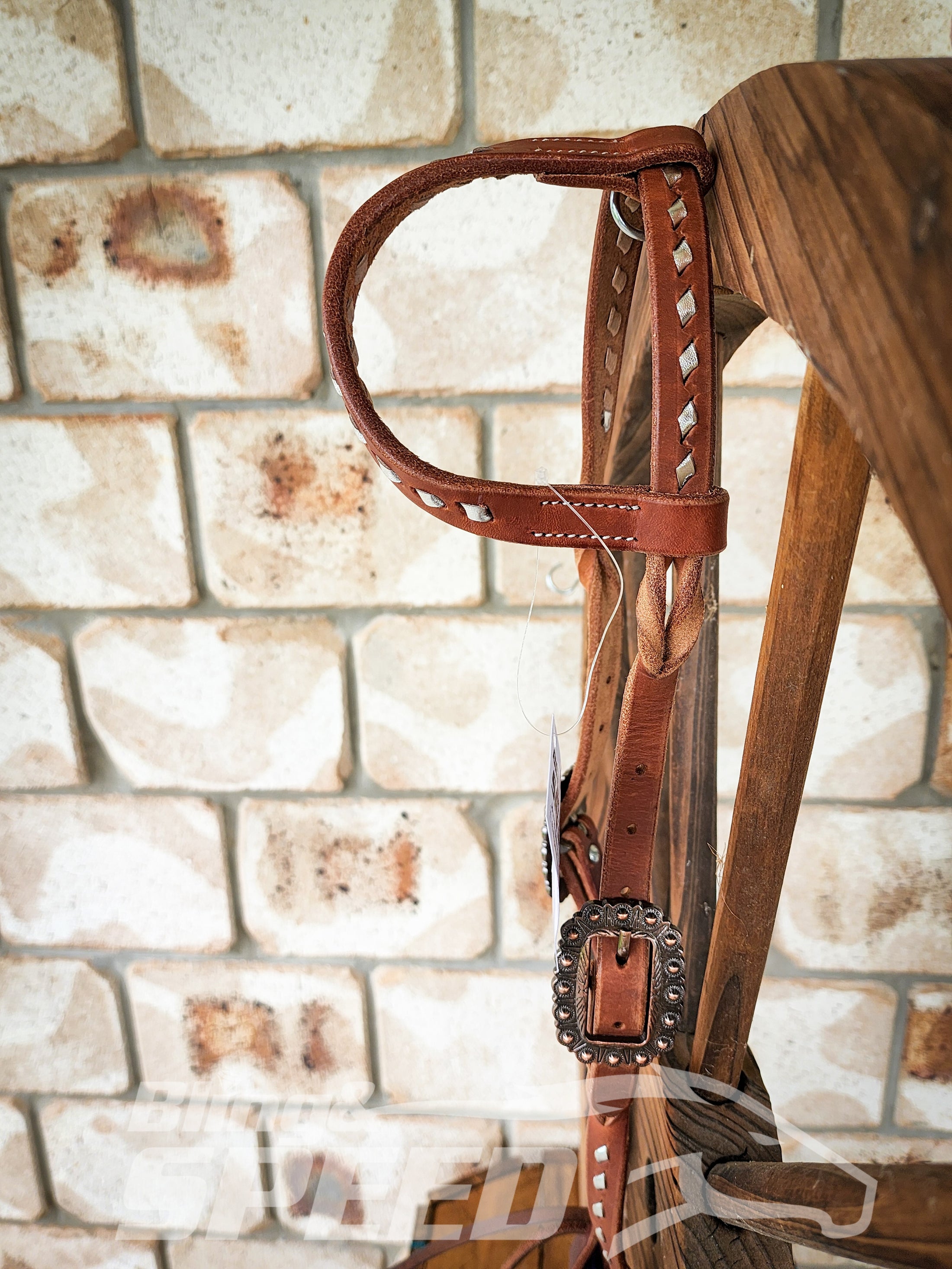 Bling and Speed Silver Buckstitched with Twisted Bloodknot One Ear Bridle (7981439221998)
