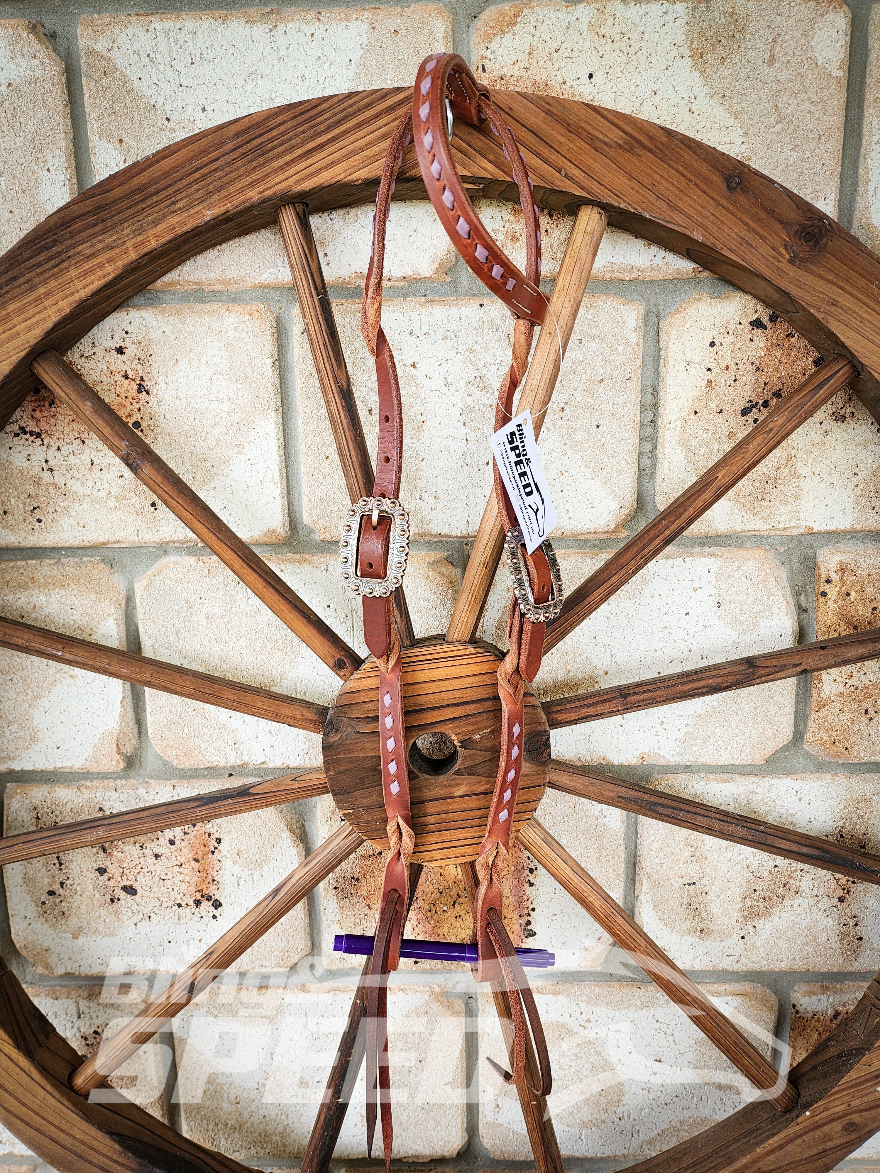 Bling and Speed Lavender Buckstitched with Twisted Bloodknot One Ear Bridle (7981438861550)