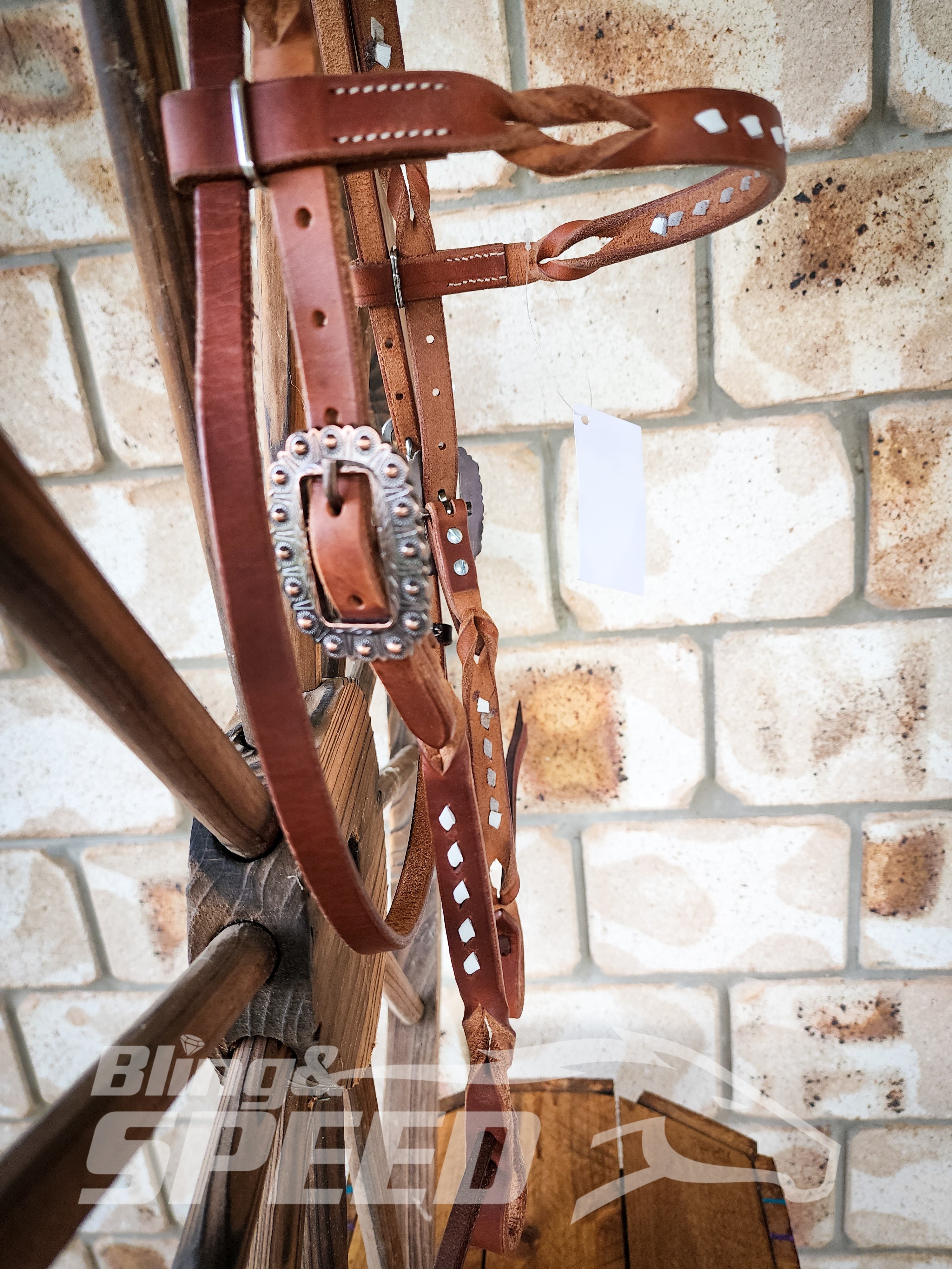 Bling and Speed White Buckstitched with Twisted Bloodknot Bridle (7981439713518)