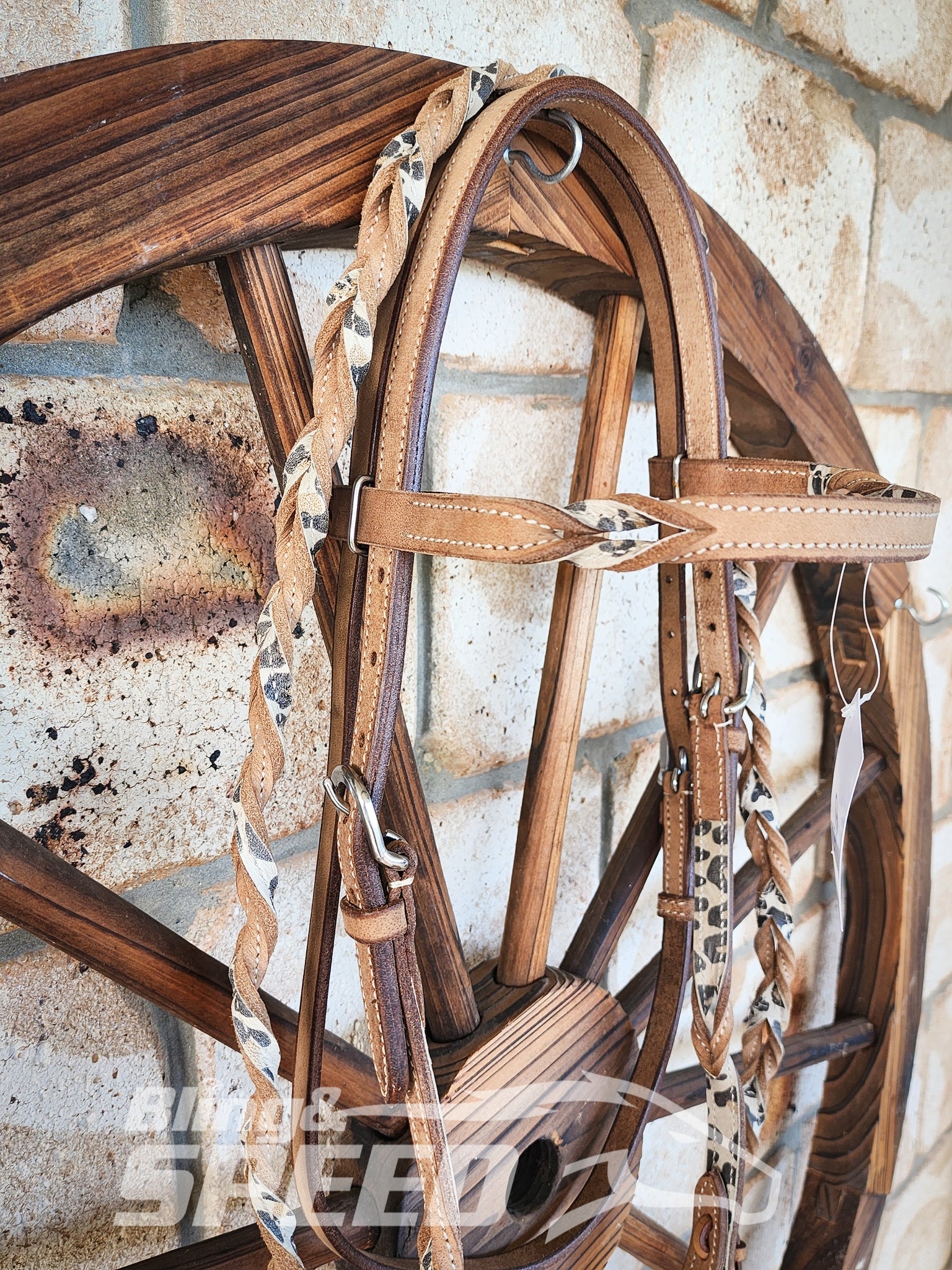 Bling & Speed Cheetah Twisted Bloodknot Bridle with matching Barrel Reins (7987702169838)