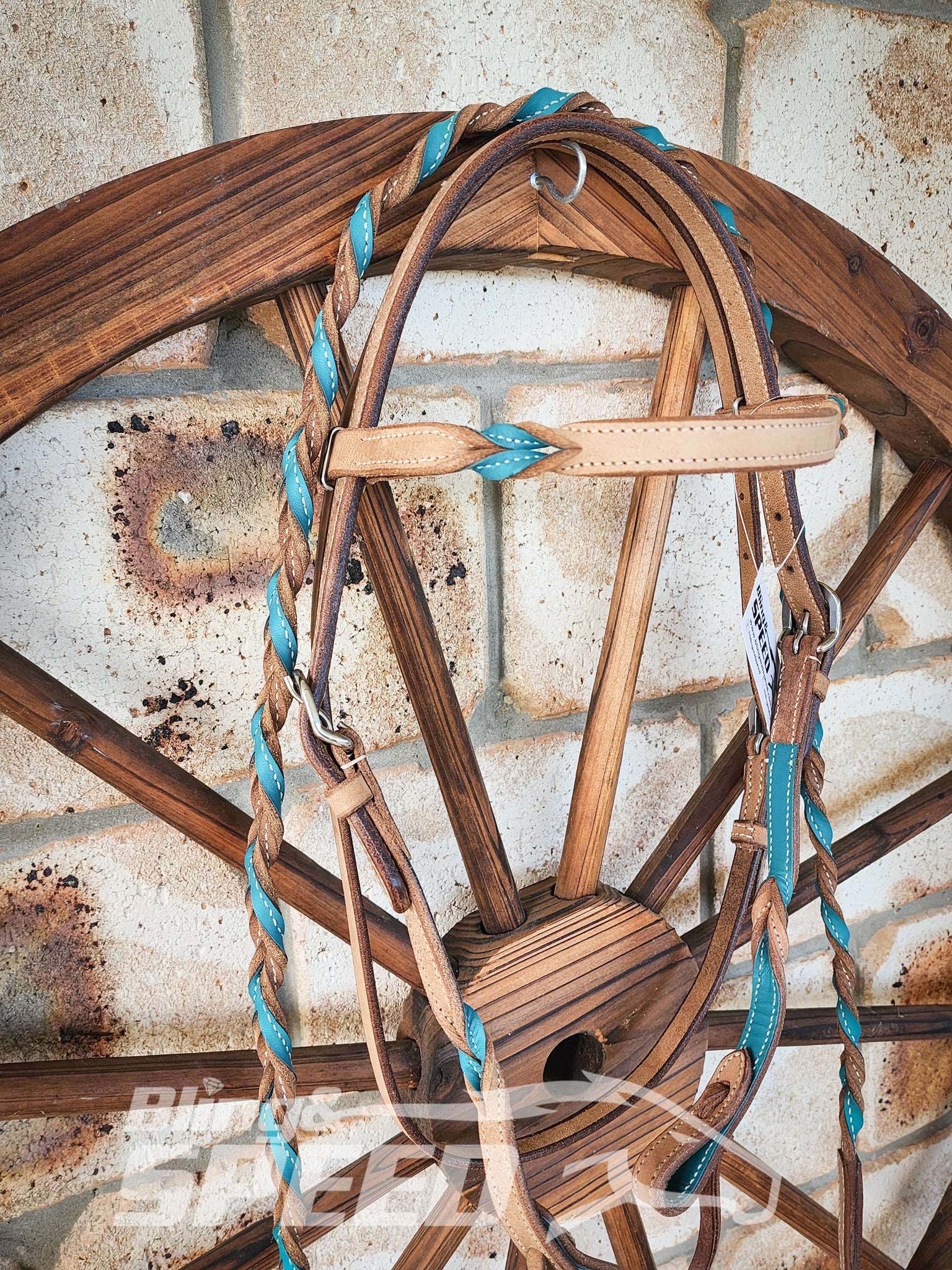 Bling & Speed Turquoise Twisted Bloodknot Bridle with matching Barrel Reins (7987701842158)