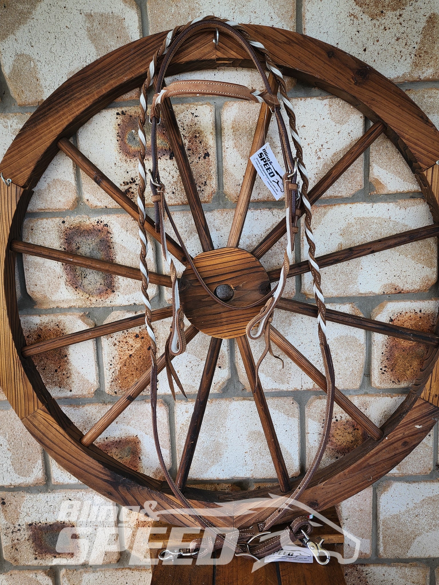 Bling & Speed White Twisted Bloodknot Bridle with matching Barrel Reins (7987696697582)
