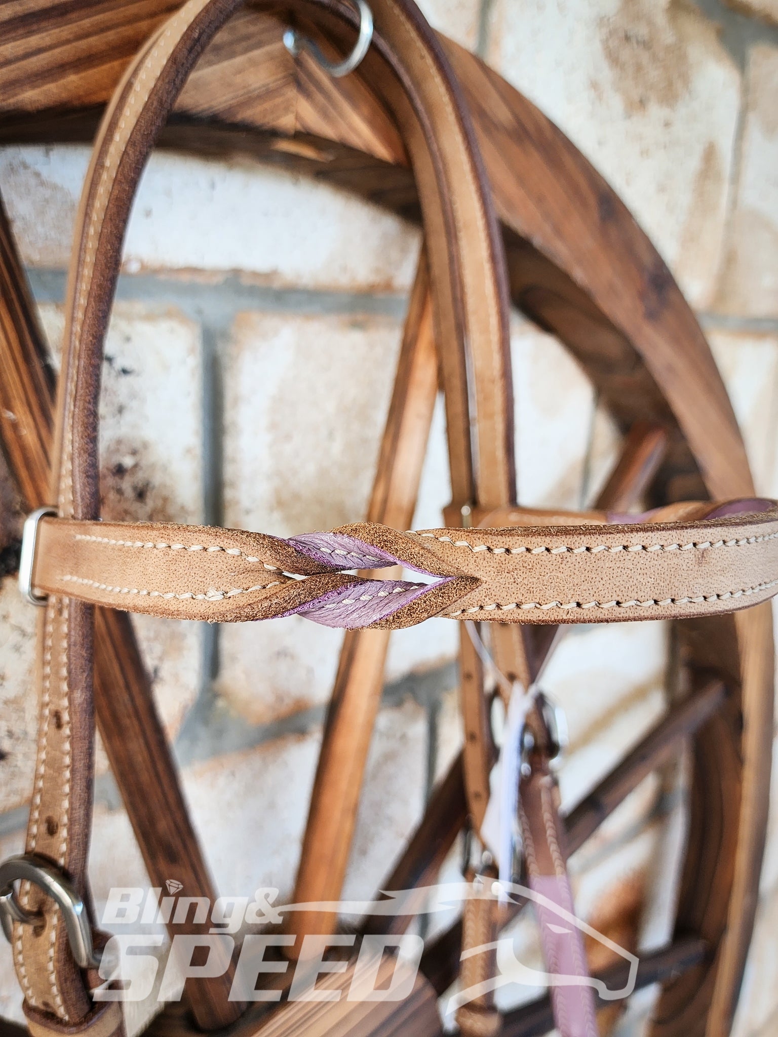 Bling & Speed Purple Twisted Bloodknot Bridle with matching Barrel Reins (7987701481710)