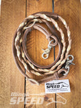Load image into Gallery viewer, Bling & Speed Gold Twisted Bloodknot Bridle with matching Barrel Reins (7987702563054)

