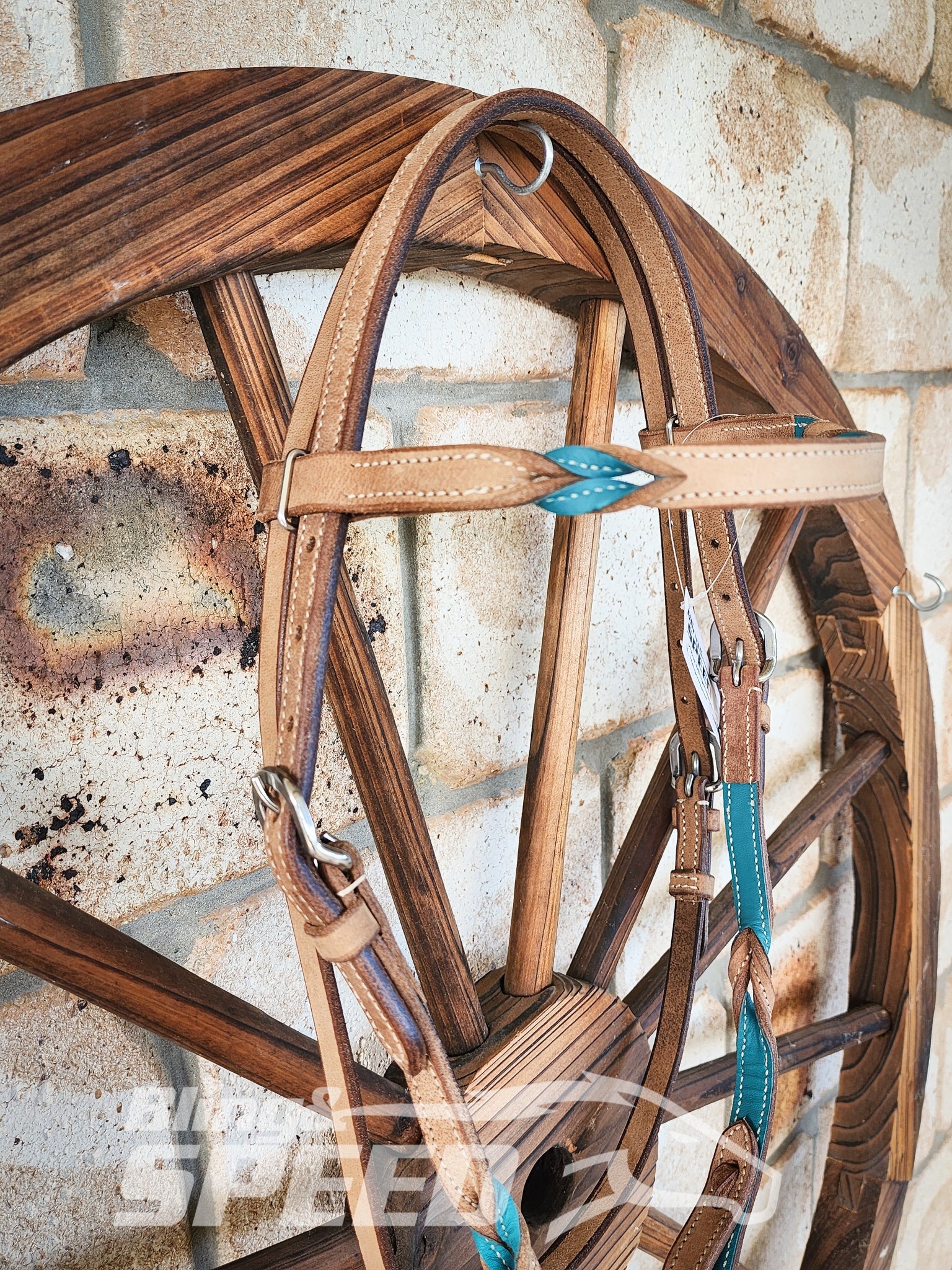 Bling & Speed Turquoise Twisted Bloodknot Bridle with matching Barrel Reins (7987701842158)