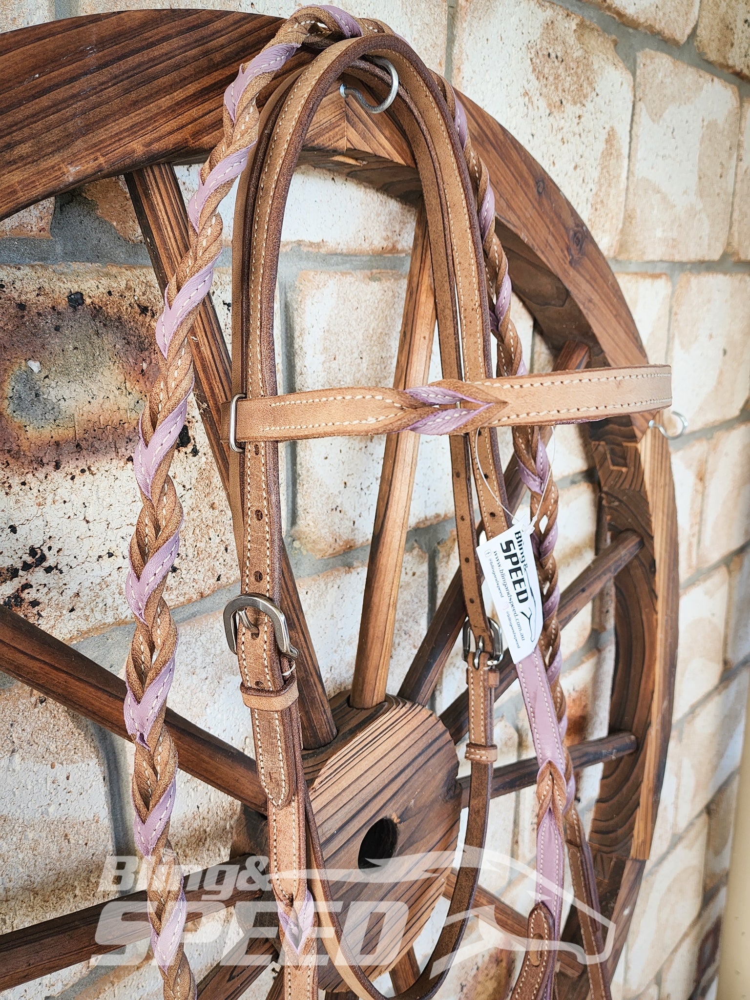 Bling & Speed Purple Twisted Bloodknot Bridle with matching Barrel Reins (7987701481710)