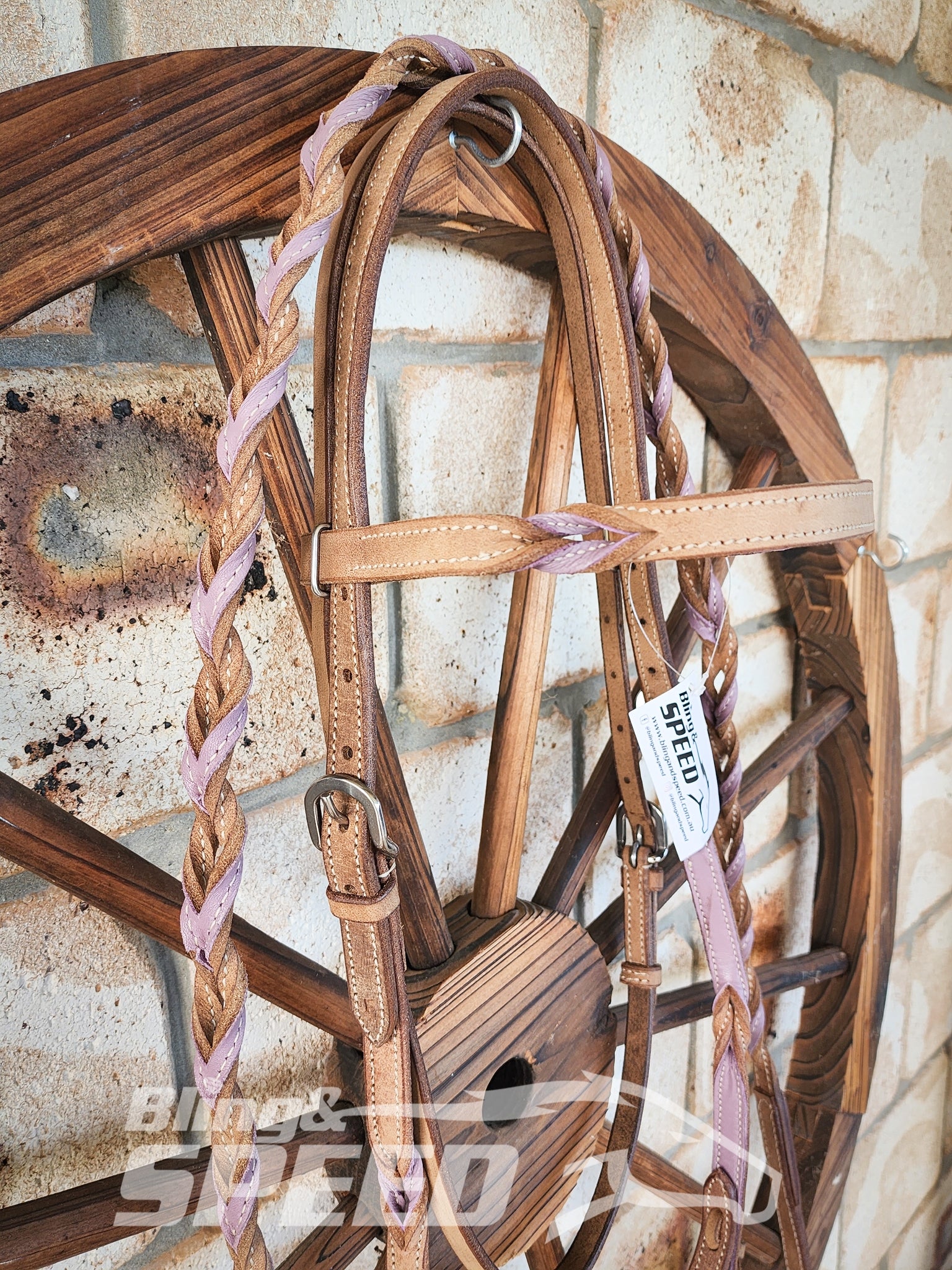 Bling & Speed Purple Twisted Bloodknot Bridle with matching Barrel Reins (7987701481710)