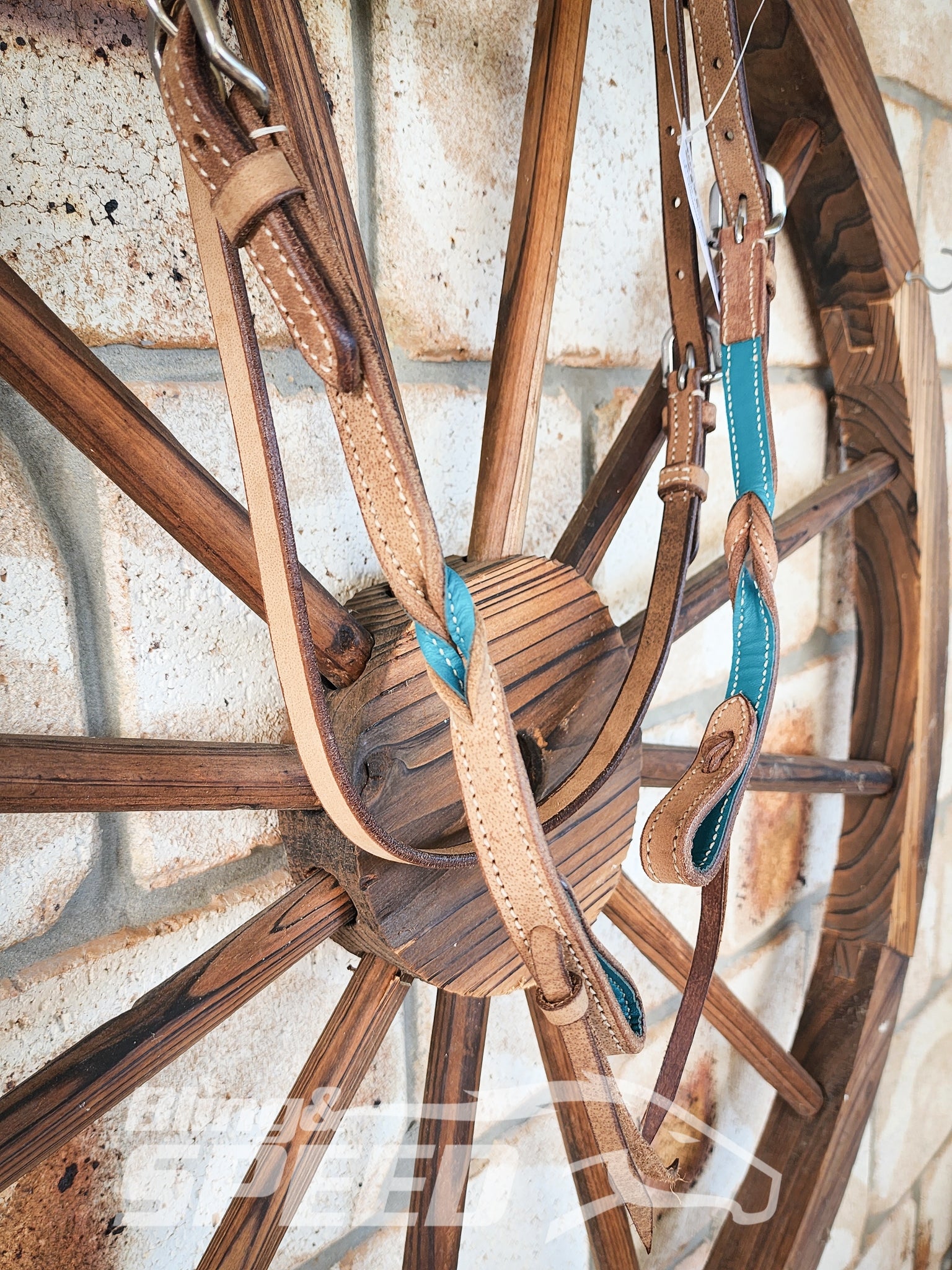 Bling & Speed Turquoise Twisted Bloodknot Bridle with matching Barrel Reins (7987701842158)