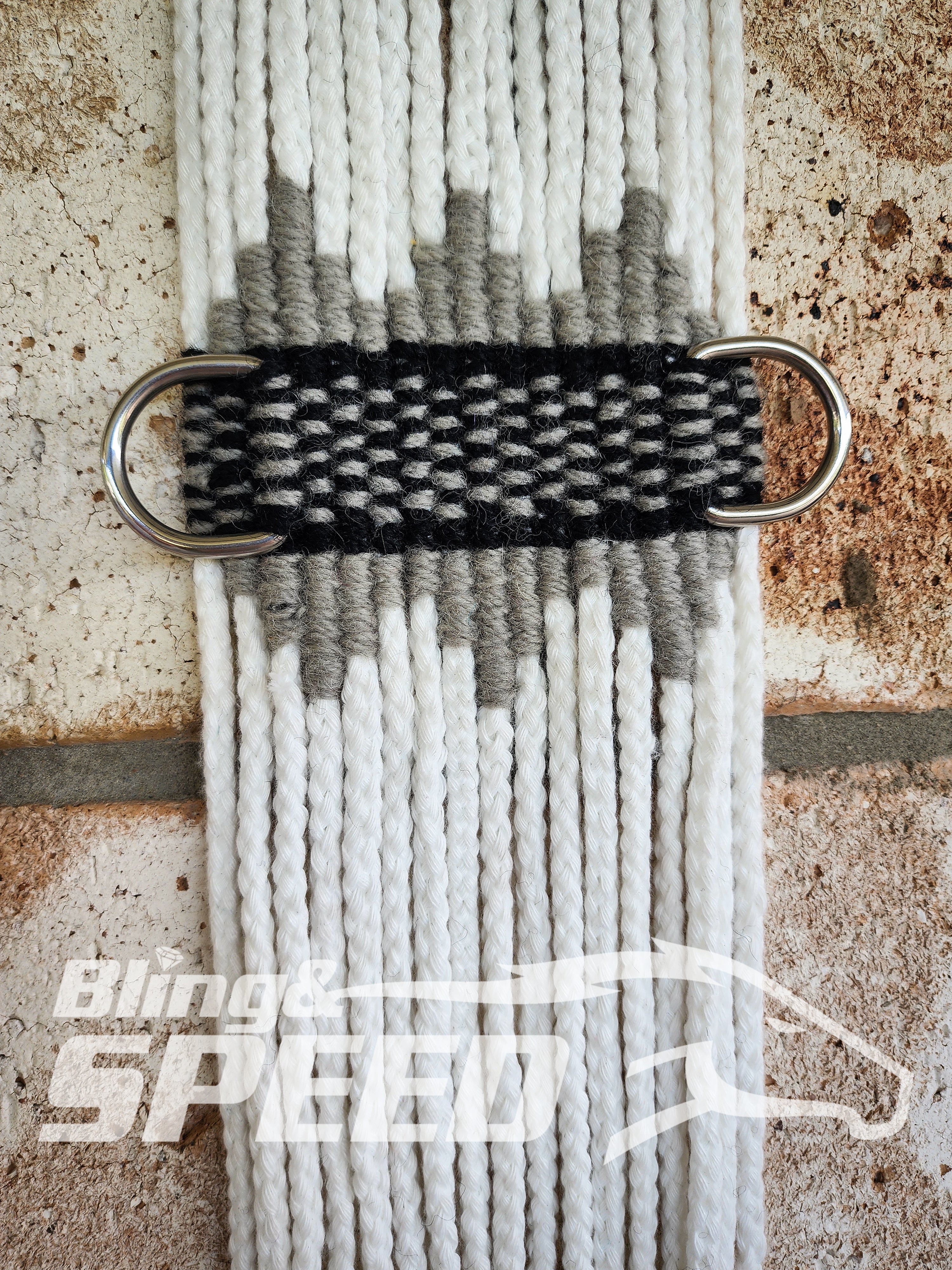 New Zealand Corded Wool Girth - Black and Gray (8028680552686)