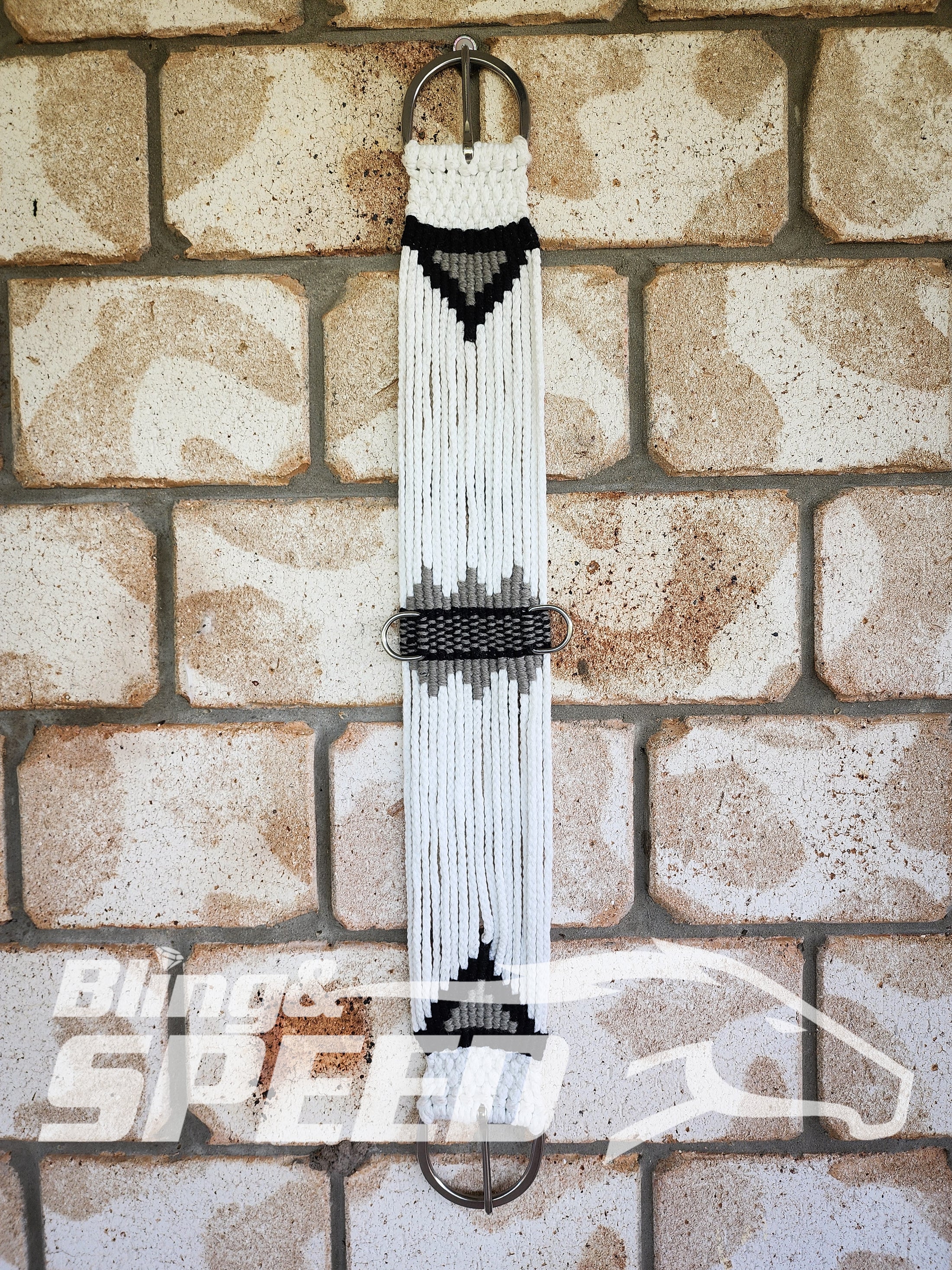 New Zealand Corded Wool Girth - Black and Gray (8028680552686)