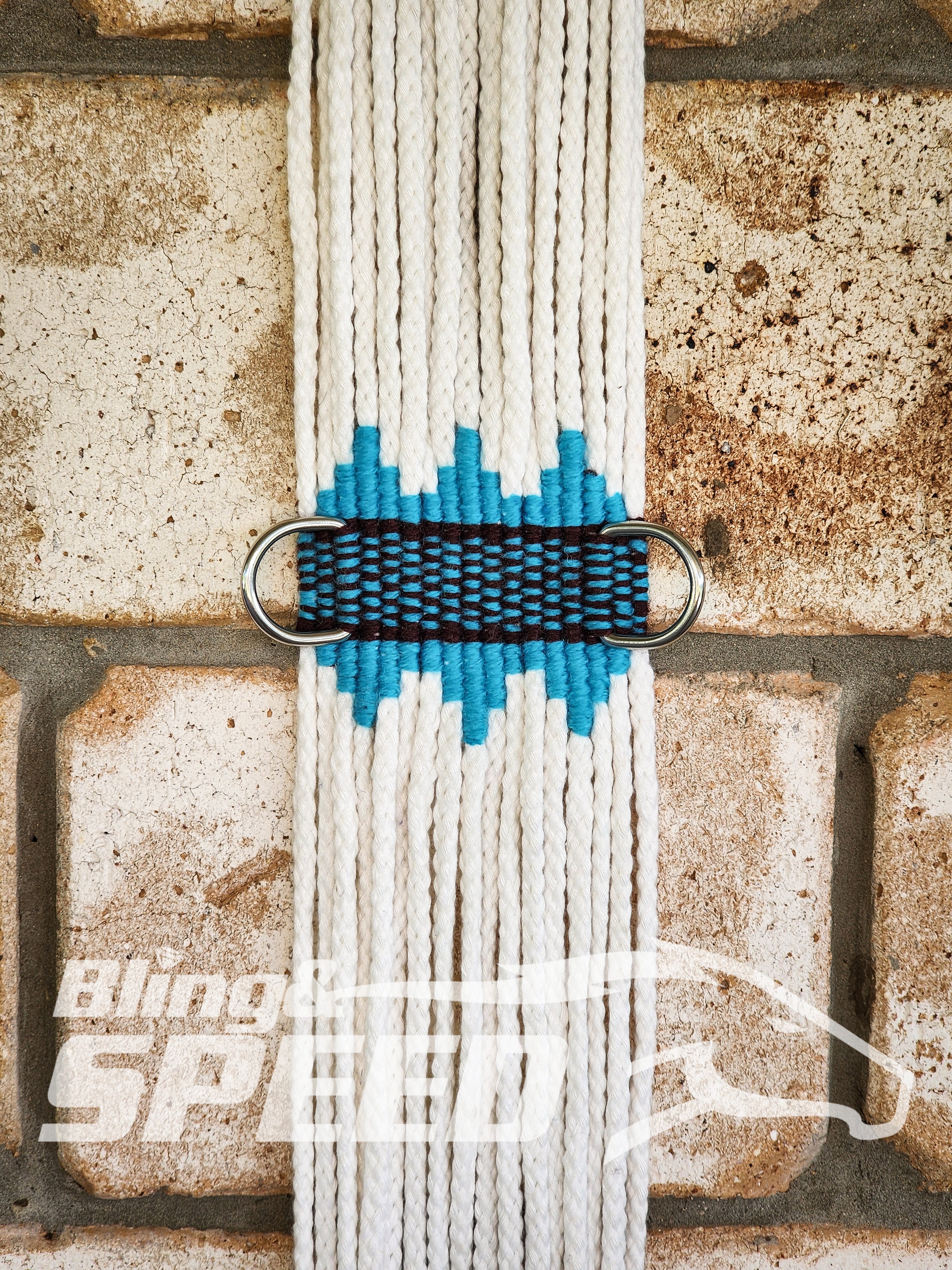 New Zealand Corded Wool Girth - Black and Blue (8028676358382)