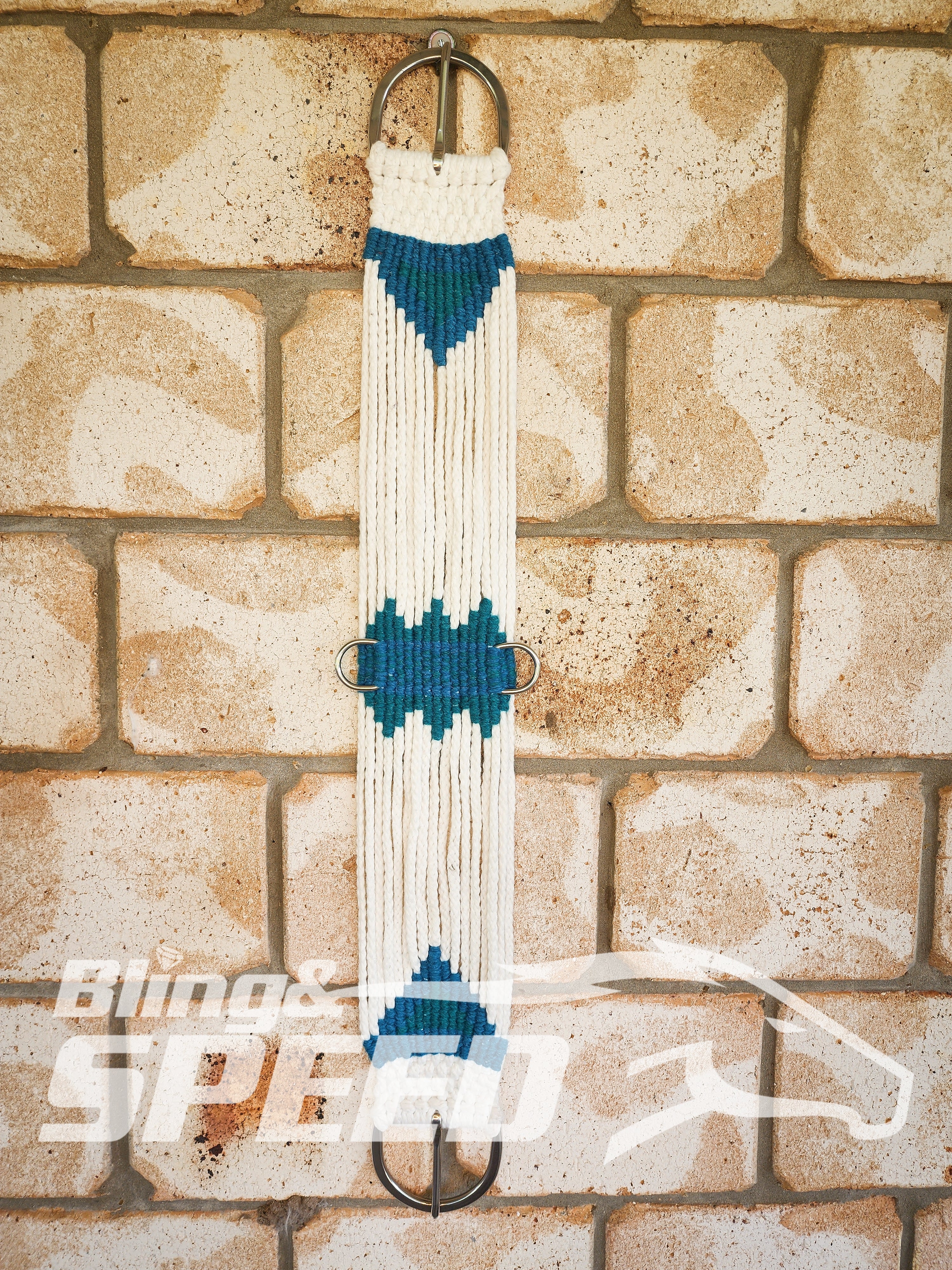 New Zealand Corded Wool Girth - Emerald and Turquoise (8028674785518)