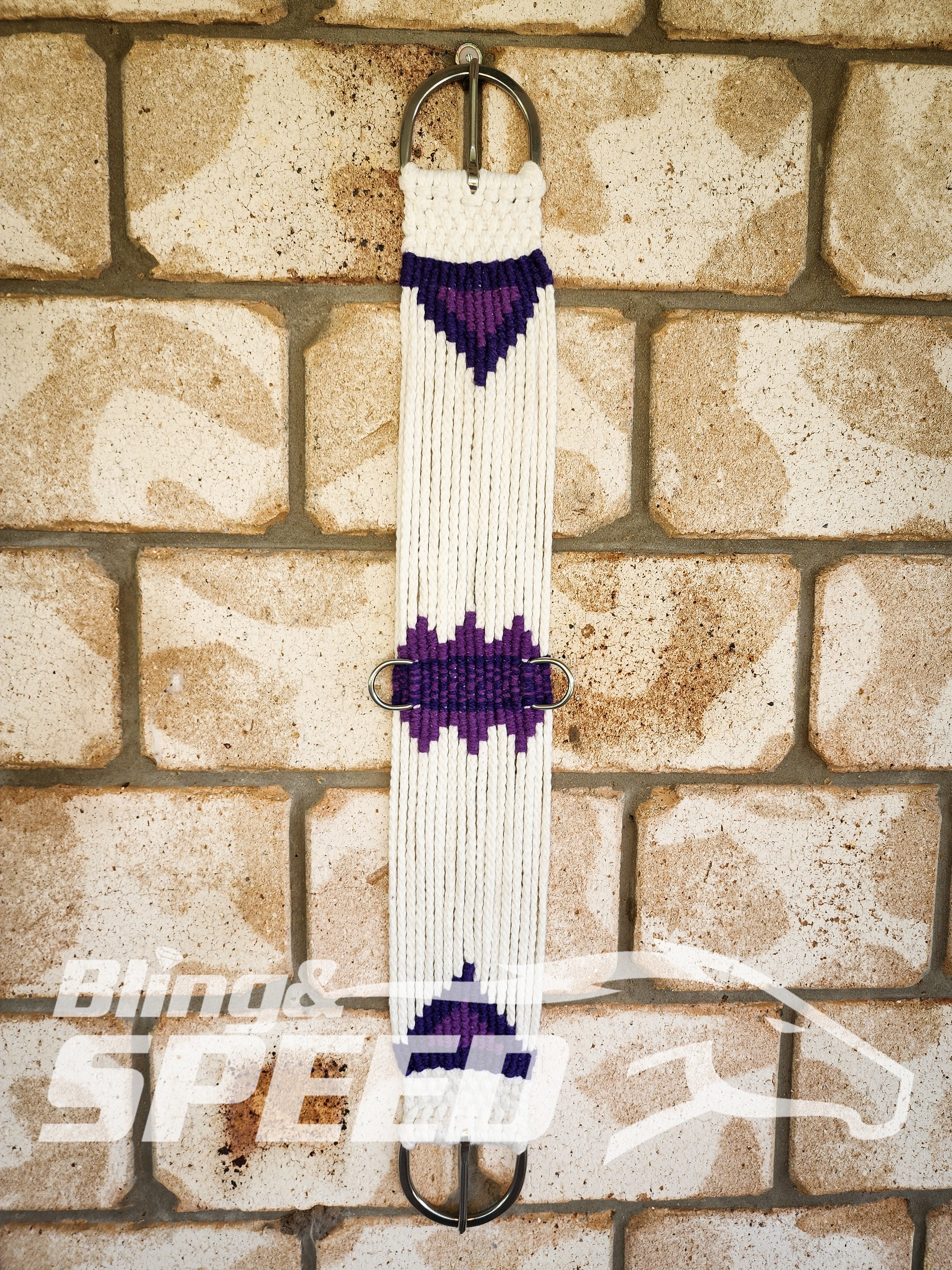 New Zealand Corded Wool Girth - Black and Purple (8028678193390)