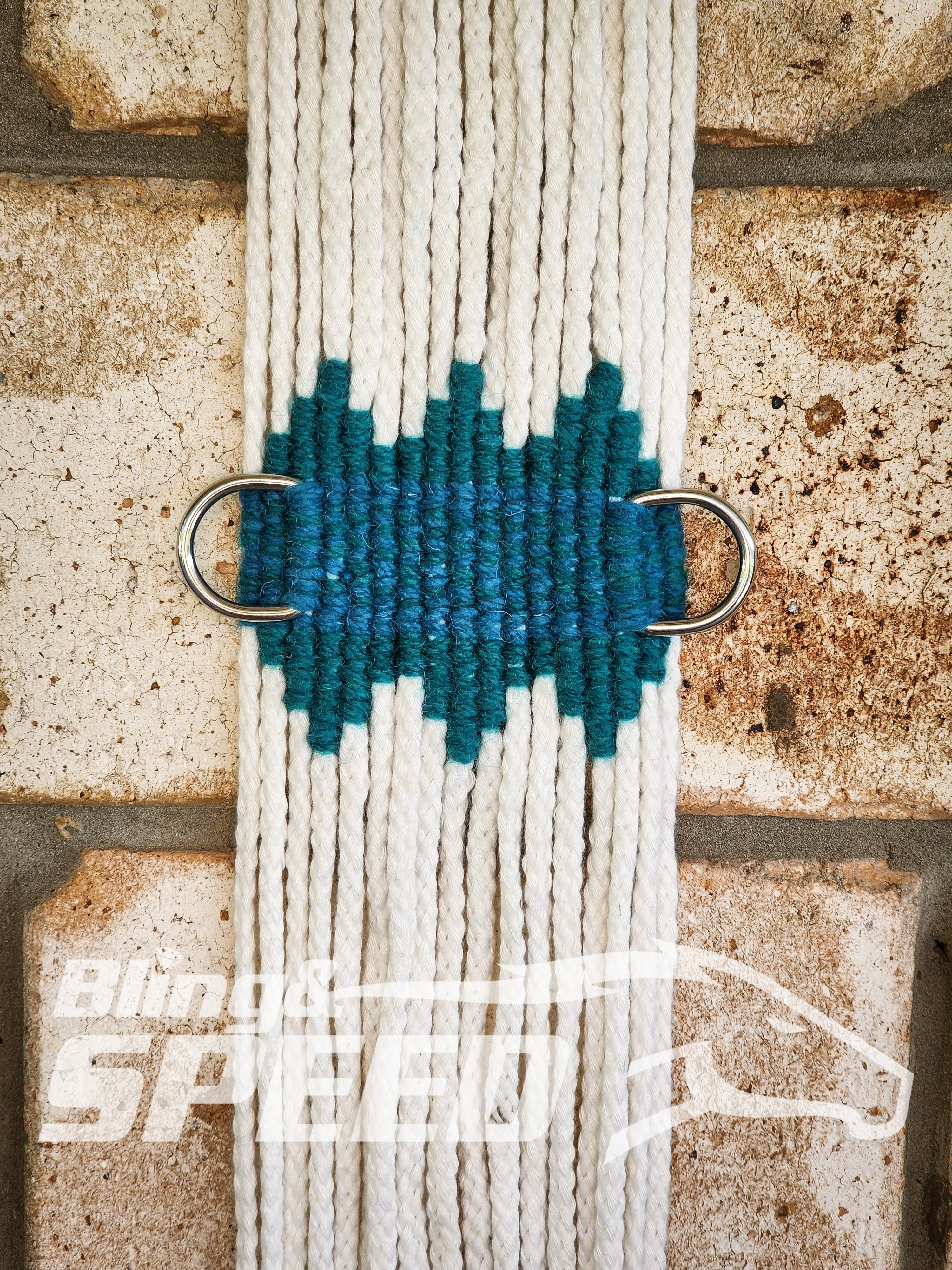 New Zealand Corded Wool Girth - Emerald and Turquoise (8028674785518)