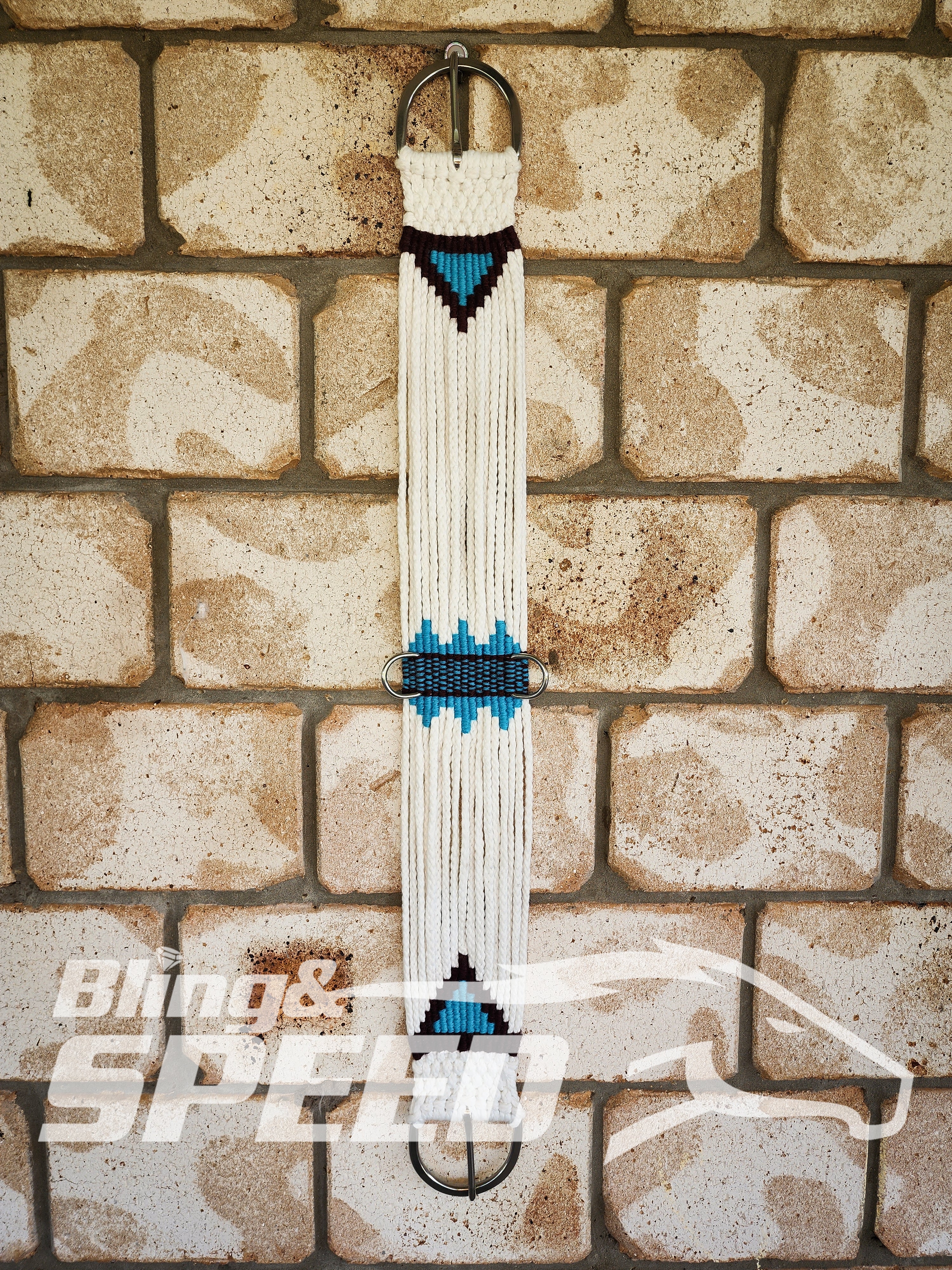 New Zealand Corded Wool Girth - Black and Blue (8028676358382)